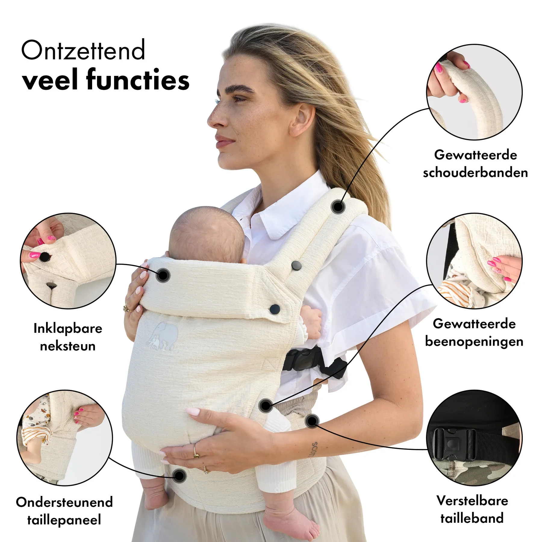 Nosidełko Amora Baby Agus Oat w kolorze lnianego nugatu - Image 4