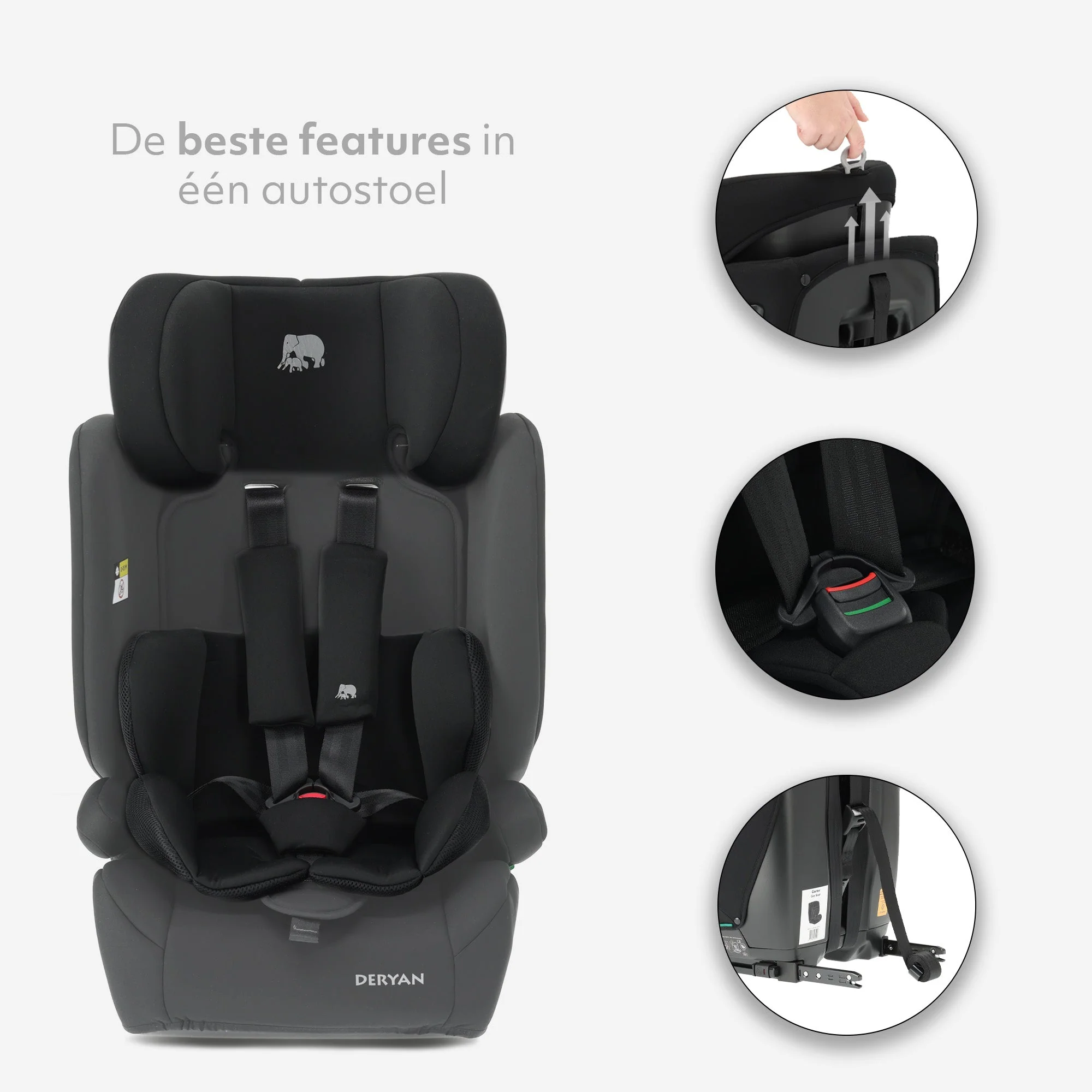 Fotelik samochodowy Carter Luxe i-Size/isofix 76-150 cm - 9-36 kg - Głębokie siedzisko - Regulowany zagłówek - Systemy bezpieczeństwa - Łatwy do czyszczenia - Grupa 1/2/3 - Image 4