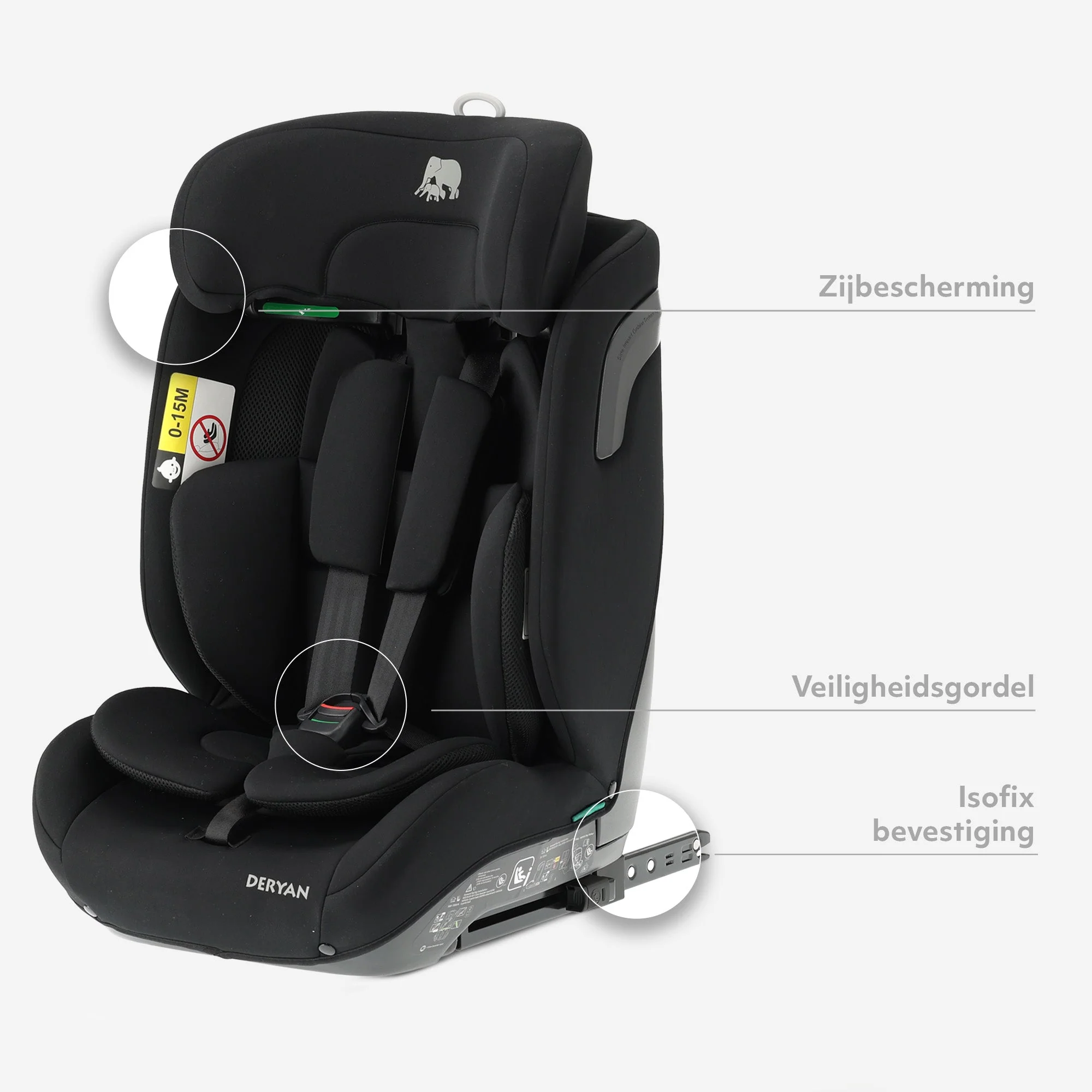 Fotelik samochodowy Carter Luxe i-Size/isofix 76-150 cm - 9-36 kg - Głębokie siedzisko - Regulowany zagłówek - Systemy bezpieczeństwa - Łatwy do czyszczenia - Grupa 1/2/3 - Image 8