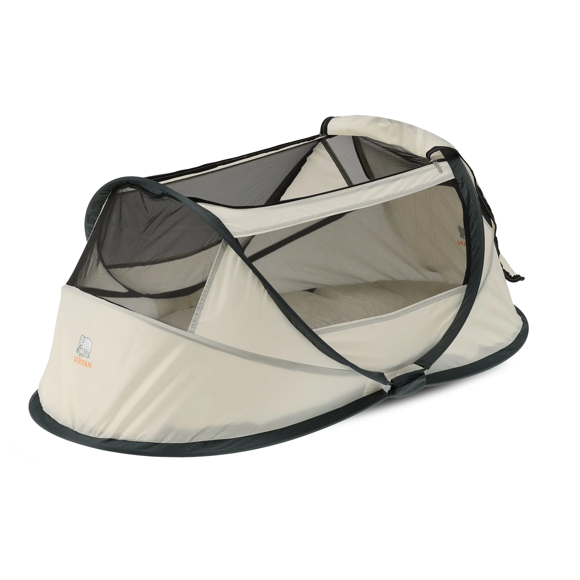 BabyBox – namiot dla niemowląt, łóżeczko turystyczne + bawełniana kołderka – kremowy - Image 5