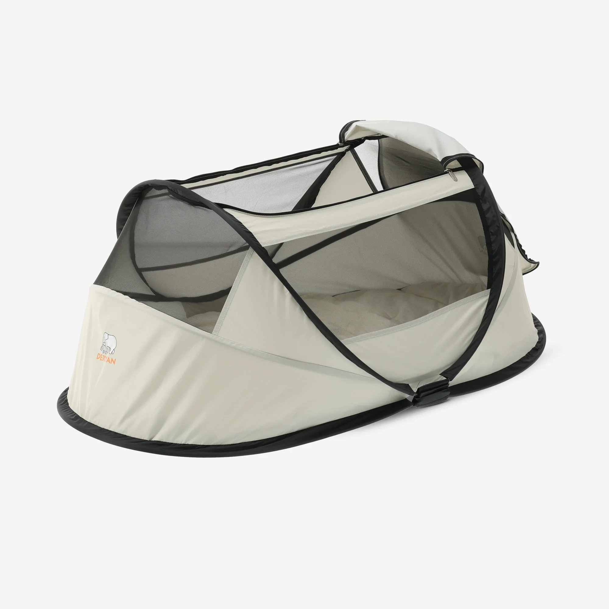 BabyBox – namiot dla niemowląt, łóżeczko turystyczne + bawełniana kołderka – kolor kości słoniowej - Image 5