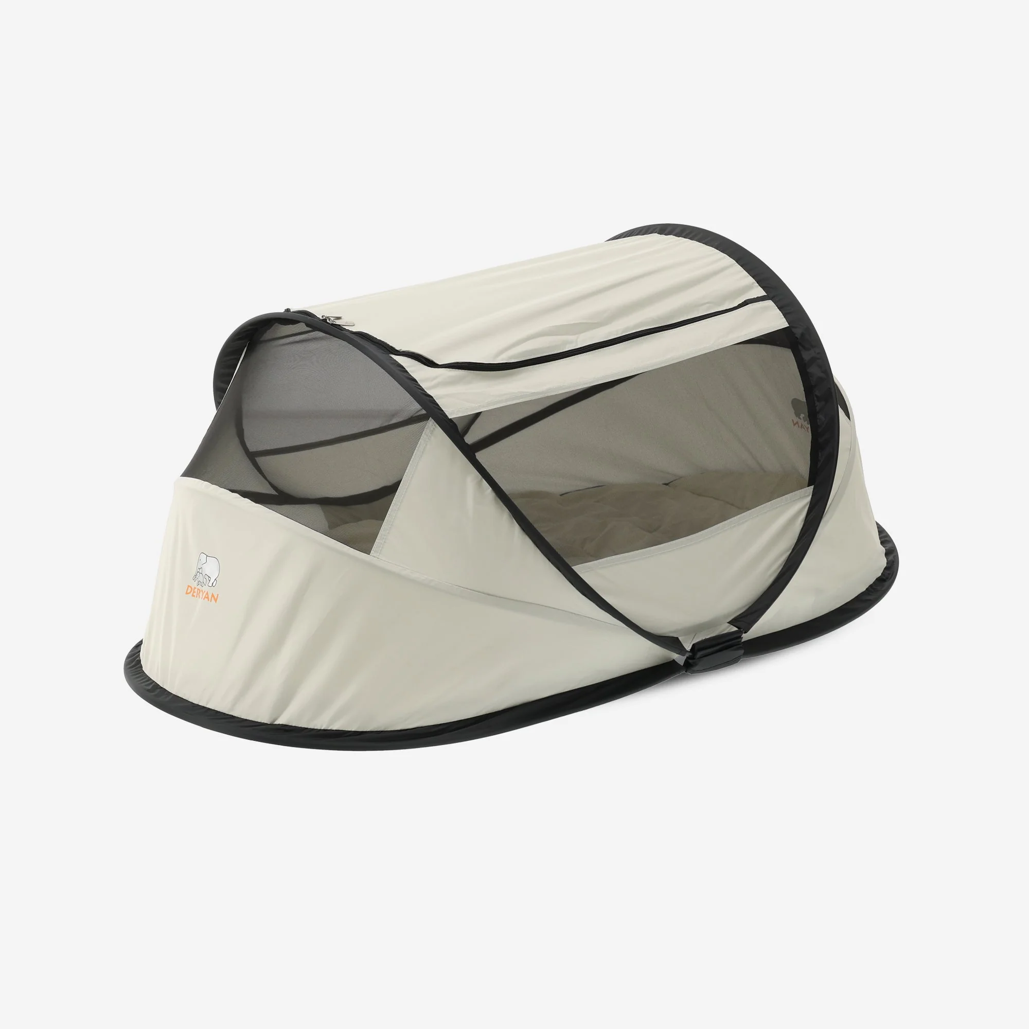 BabyBox – namiot dla niemowląt, łóżeczko turystyczne + bawełniana kołderka – kolor kości słoniowej - Image 9