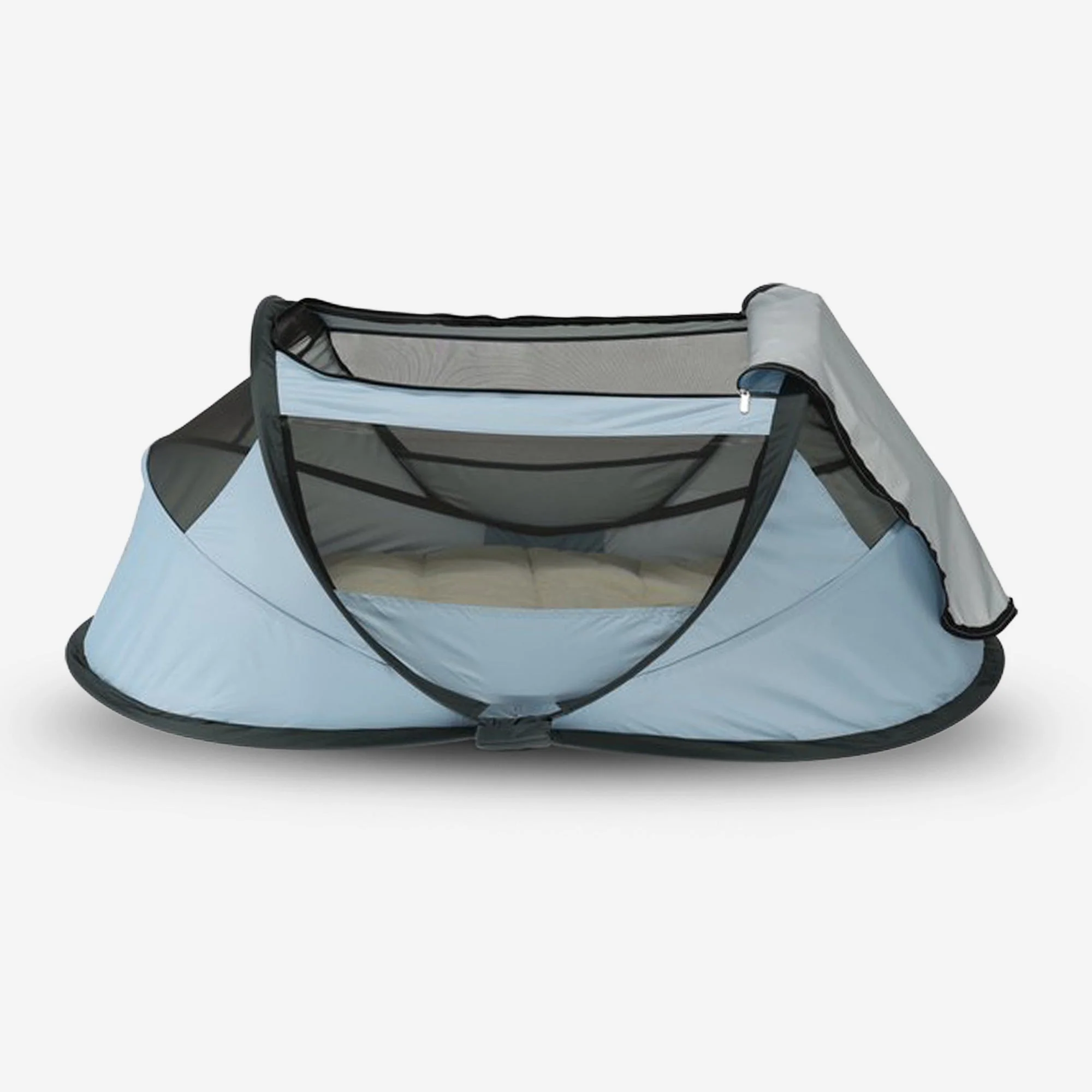 BabyBox – namiot dla niemowląt, łóżeczko turystyczne + bawełniana kołderka – Sky Blue - Image 2