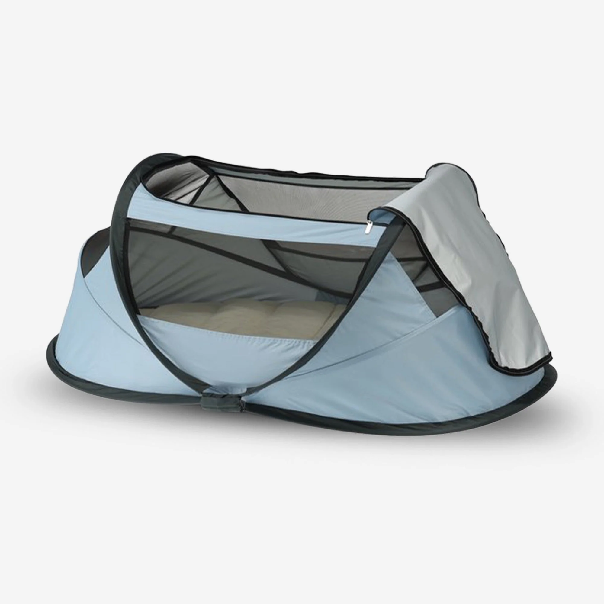BabyBox – namiot dla niemowląt, łóżeczko turystyczne + bawełniana kołderka – Sky Blue - Image 4