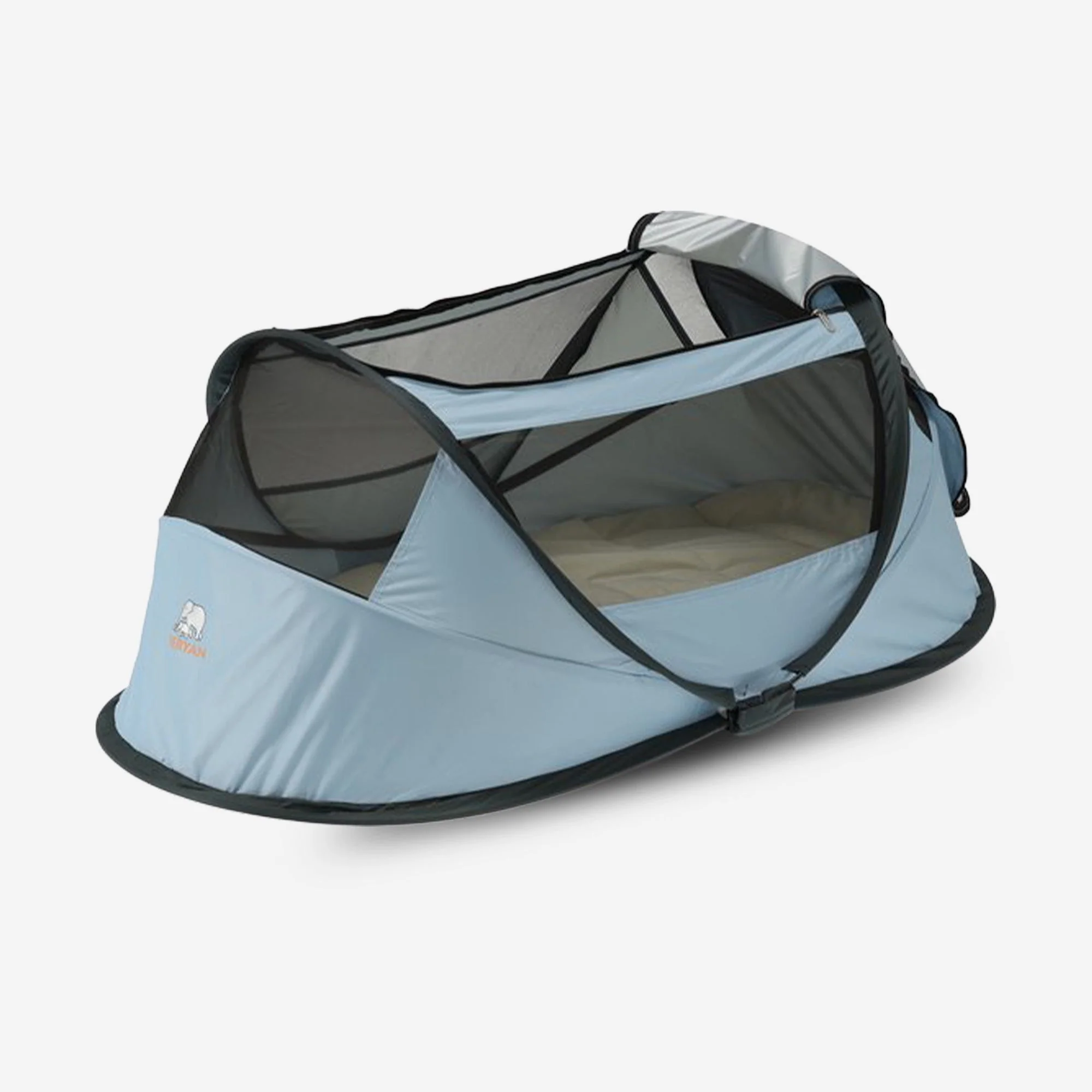BabyBox – namiot dla niemowląt, łóżeczko turystyczne + bawełniana kołderka – Sky Blue - Image 5