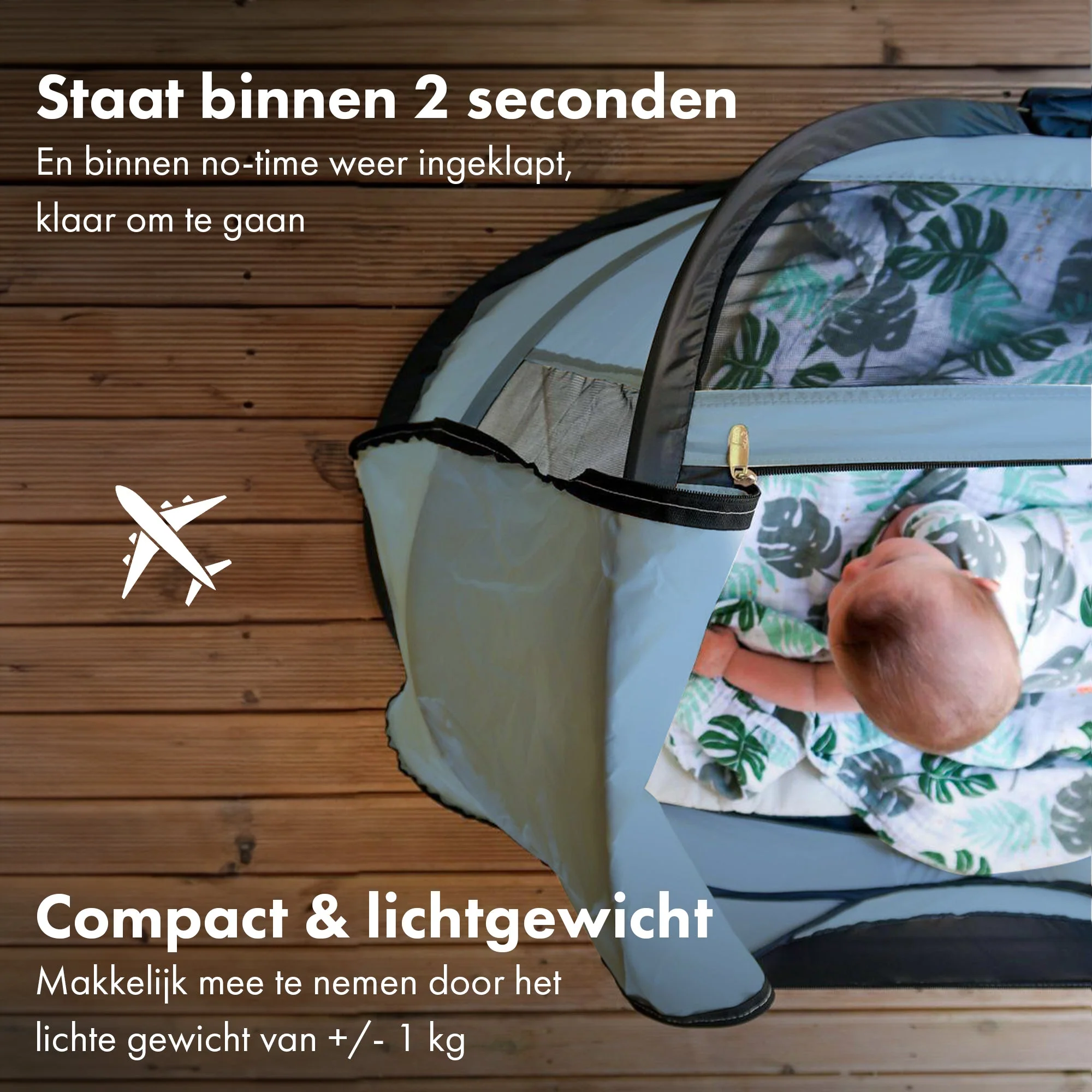 BabyBox – namiot dla niemowląt, łóżeczko turystyczne + bawełniana kołderka – Sky Blue - Image 7