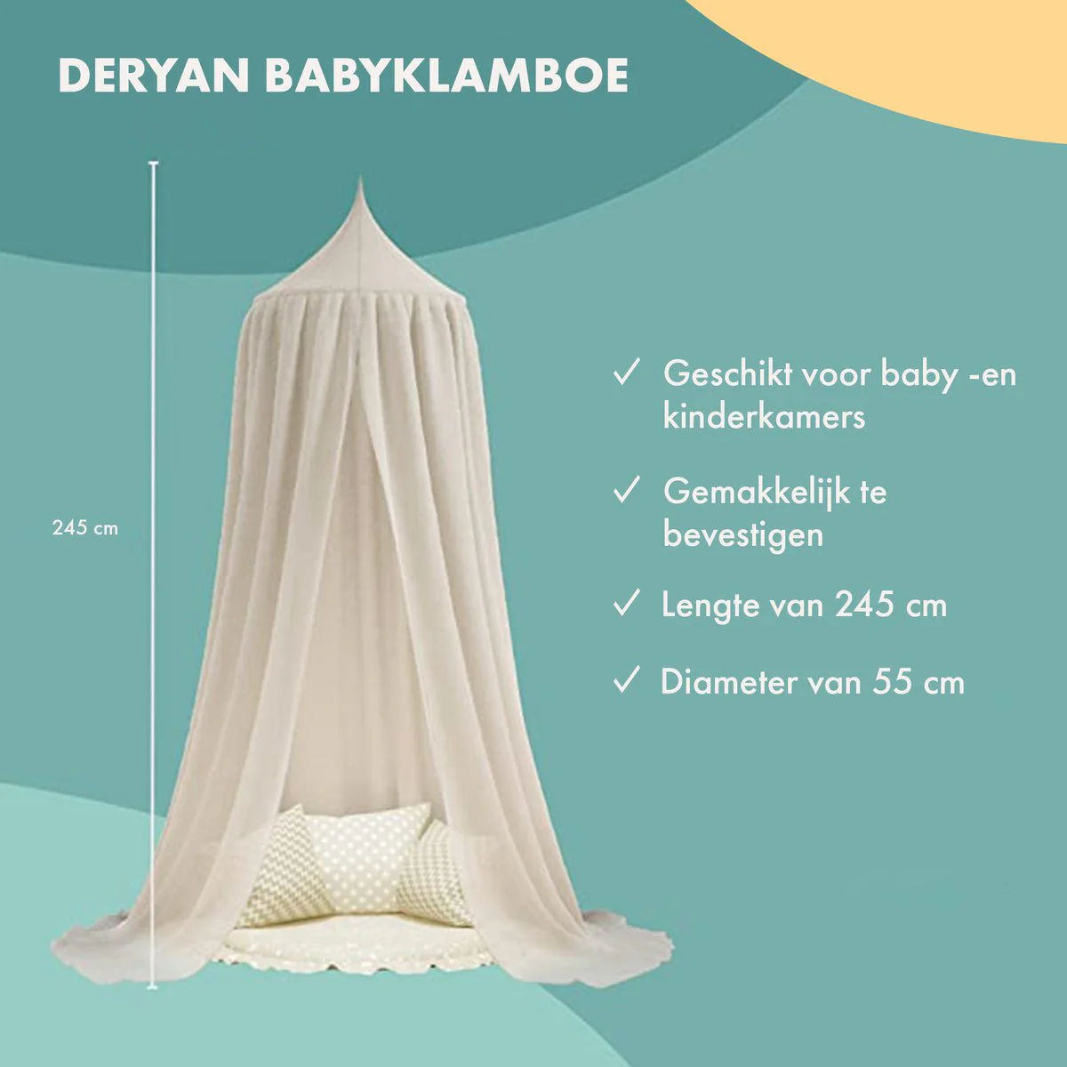 Moskitiera Nougat Vintage 245 cm – bawełna – poliester – moskitiera dla niemowląt – baldachim - Image 10