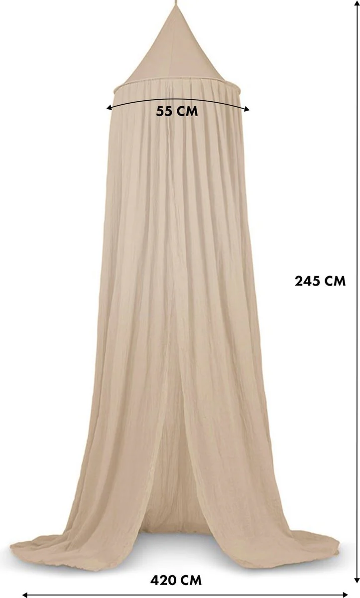 Moskitiera Nougat Vintage 245 cm – bawełna – poliester – moskitiera dla niemowląt – baldachim - Image 9
