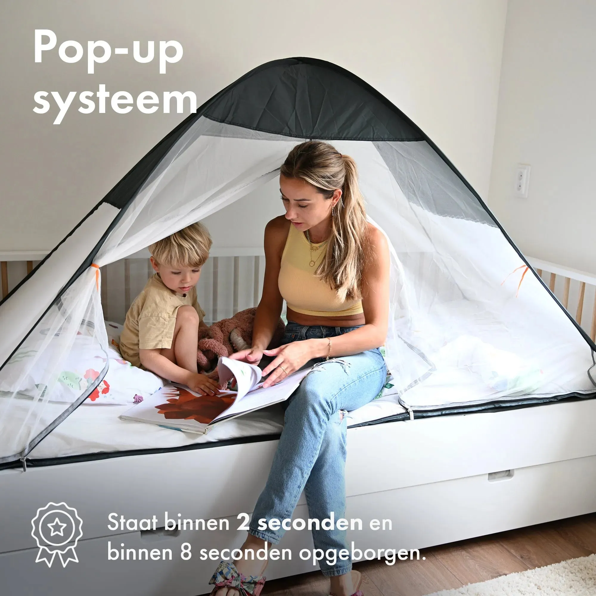 Namiot sypialniany pop-up szary 200x90 - Image 3
