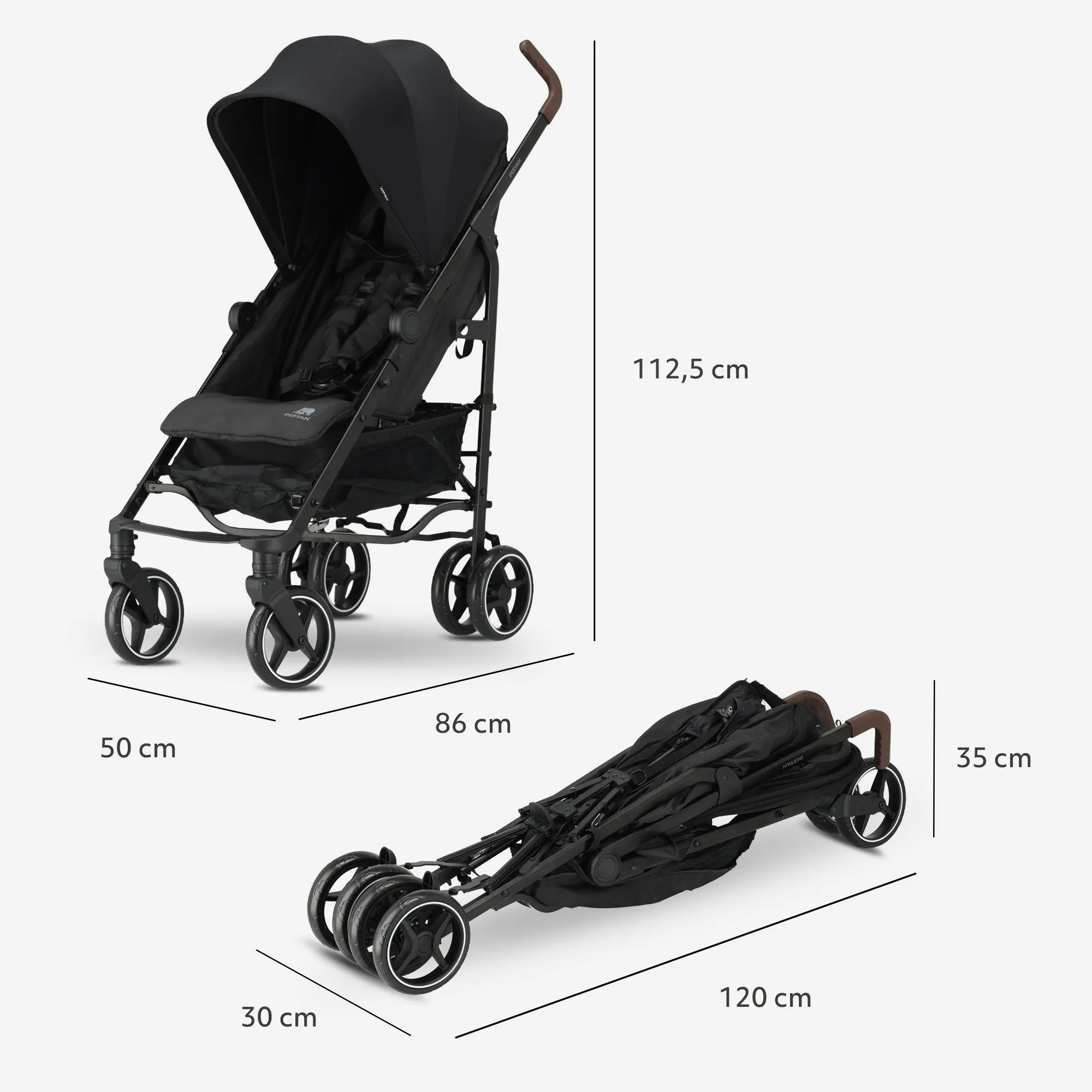 Wózek spacerowy Bobbie Paraplu – W zestawie moskitiera – W zestawie torba transportowa – Przeznaczony dla dzieci o wadze do 22 kg – Czarny - Image 7