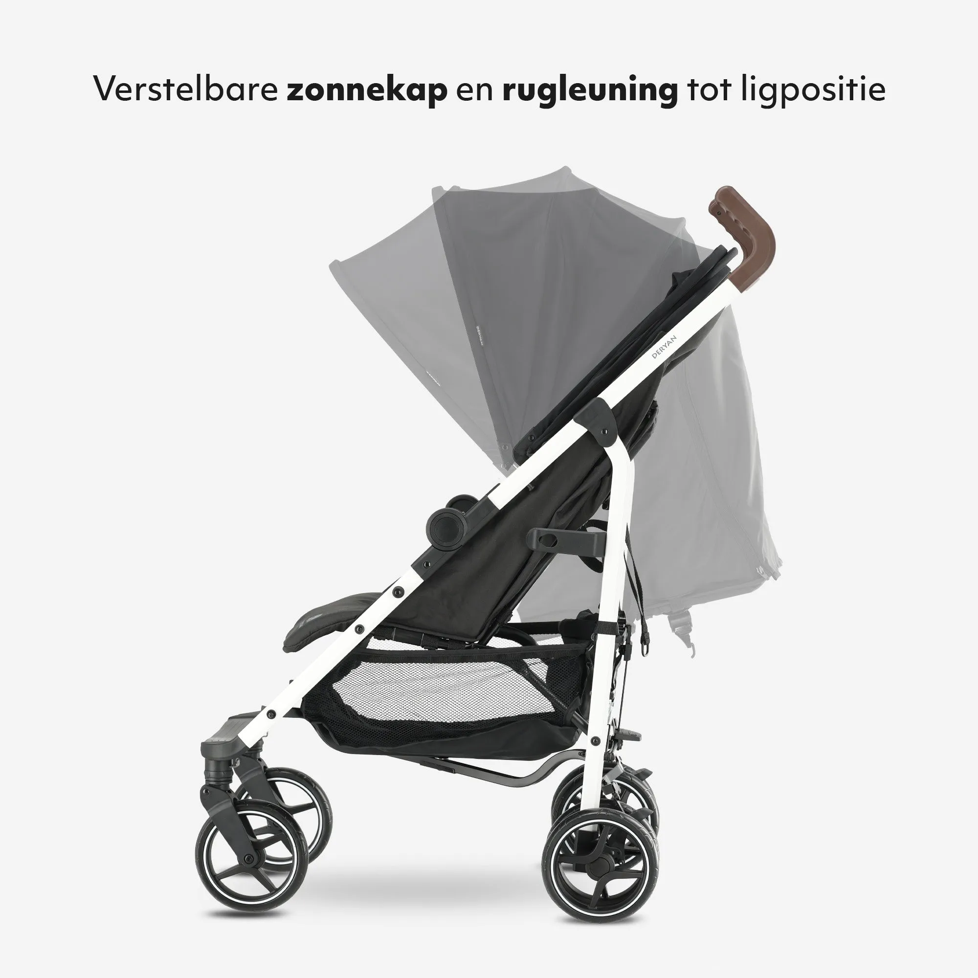 Wózek Bobbie Paraplu – w zestawie moskitiera – w zestawie torba transportowa – przeznaczony dla dzieci o wadze do 22 kg – biała rama/czarna - Image 10