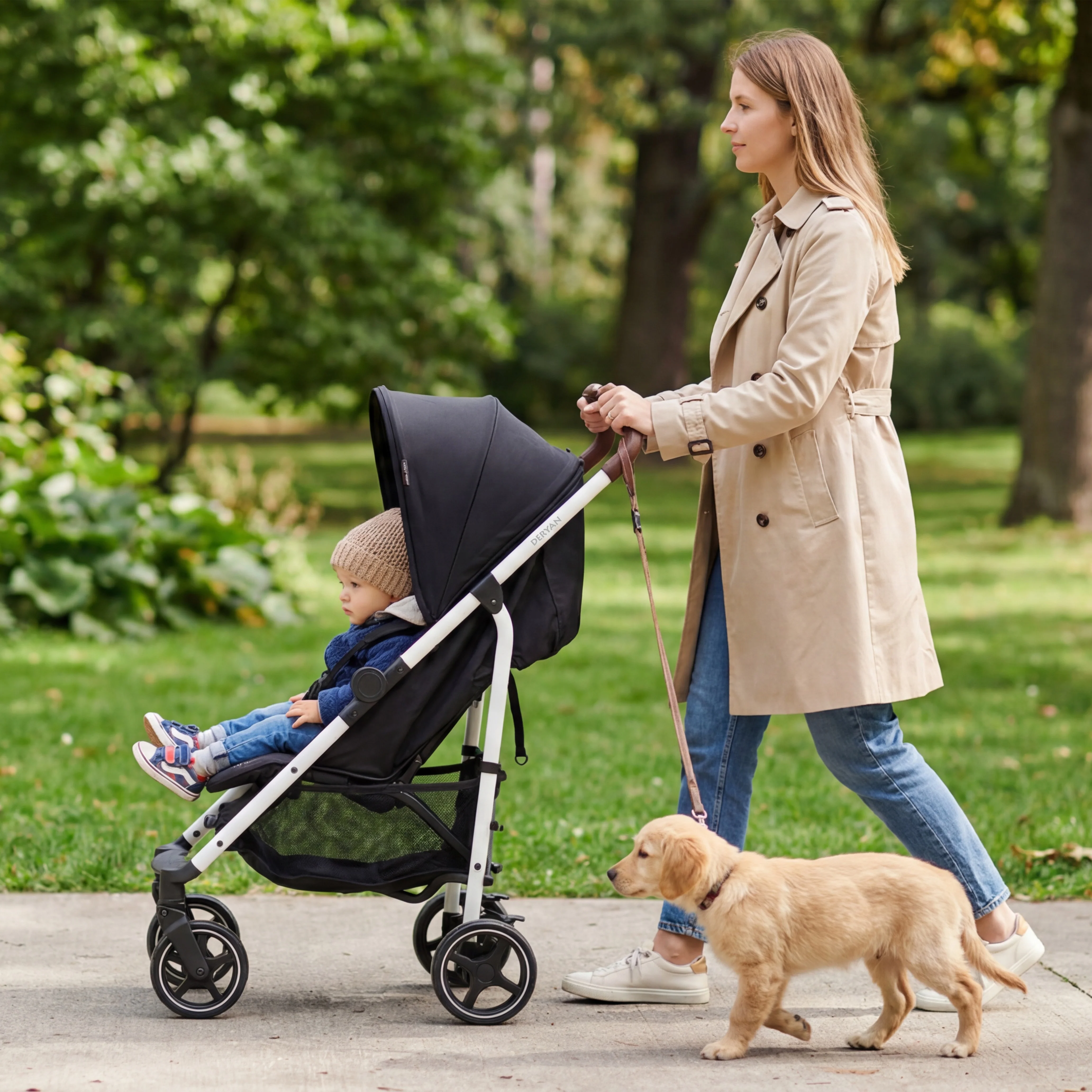 Wózek Bobbie Paraplu – w zestawie moskitiera – w zestawie torba transportowa – przeznaczony dla dzieci o wadze do 22 kg – biała rama/czarna - Image 2