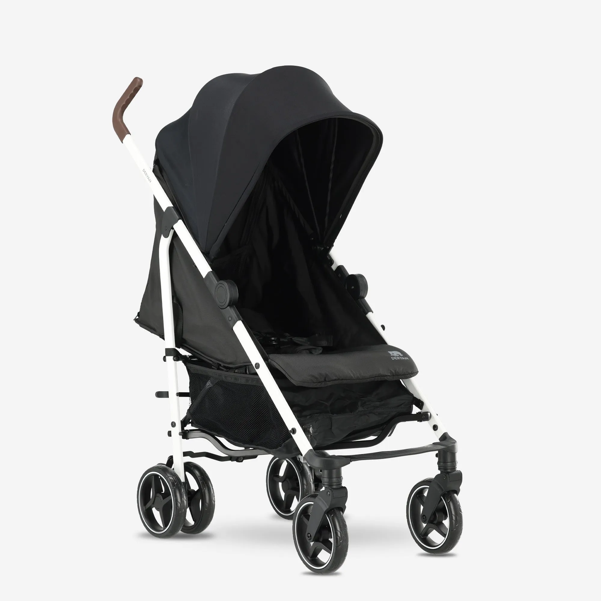 Wózek Bobbie Paraplu – w zestawie moskitiera – w zestawie torba transportowa – przeznaczony dla dzieci o wadze do 22 kg – biała rama/czarna - Image 4