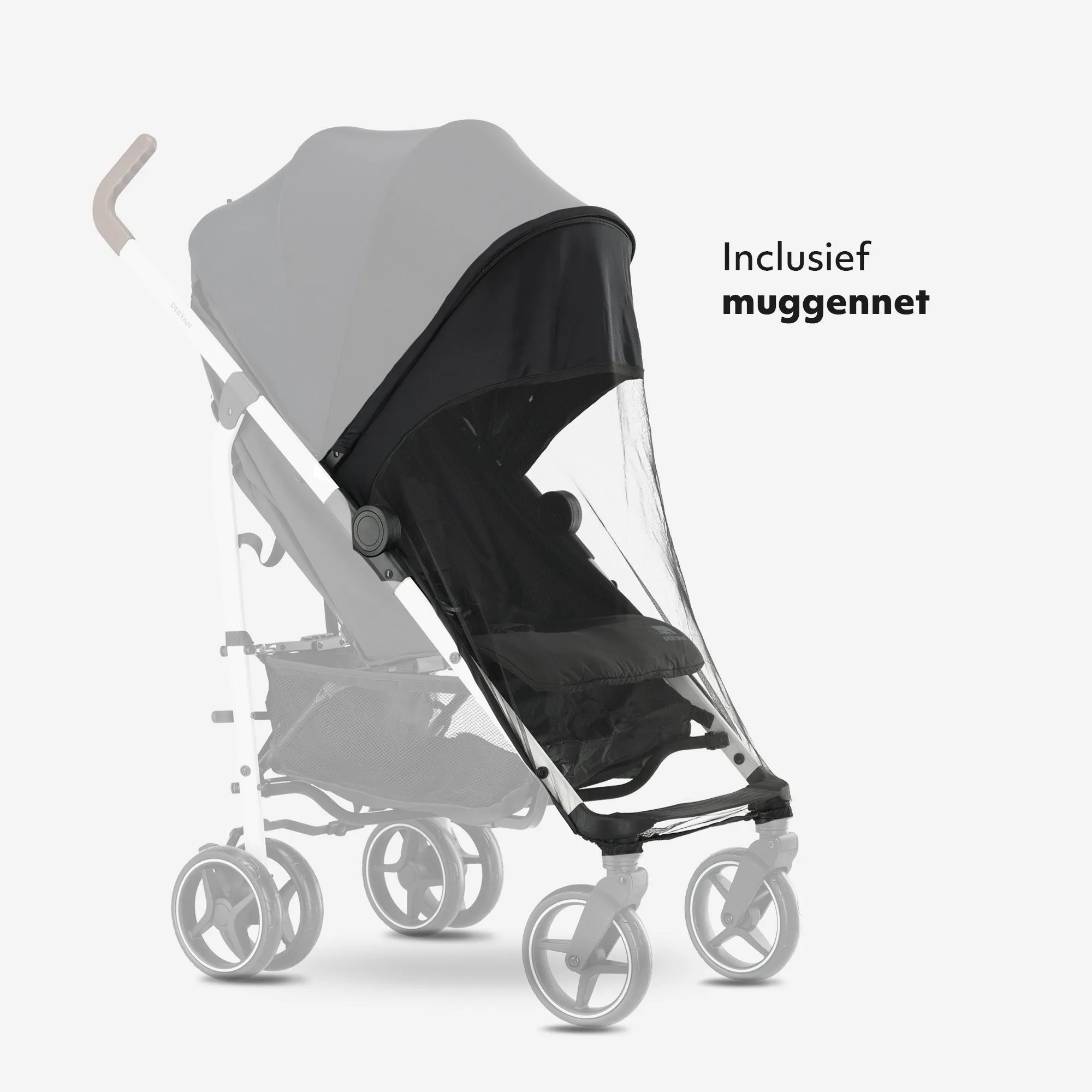Wózek Bobbie Paraplu – w zestawie moskitiera – w zestawie torba transportowa – przeznaczony dla dzieci o wadze do 22 kg – biała rama/czarna - Image 5