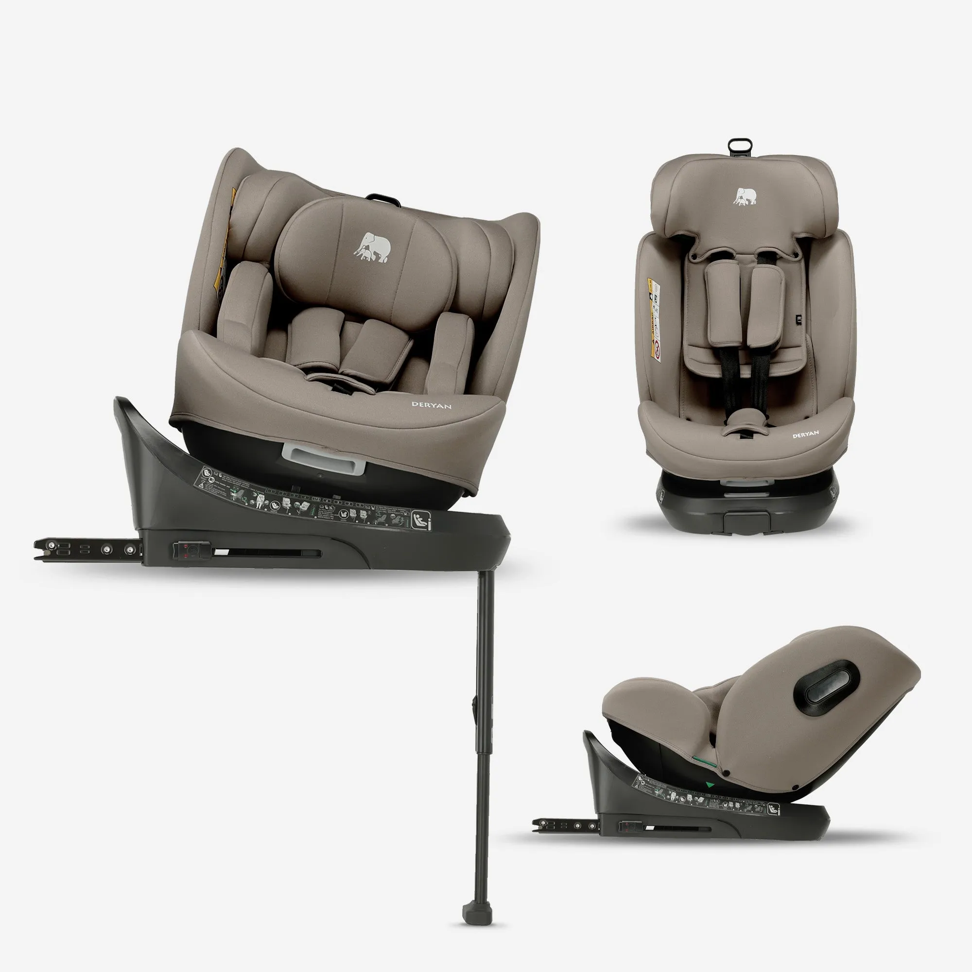 Fotelik samochodowy Carly Luxe i-Size – 0–36 kg – Isofix + nóżka stabilizująca – obrót o 360° – kolor Truffle Sand