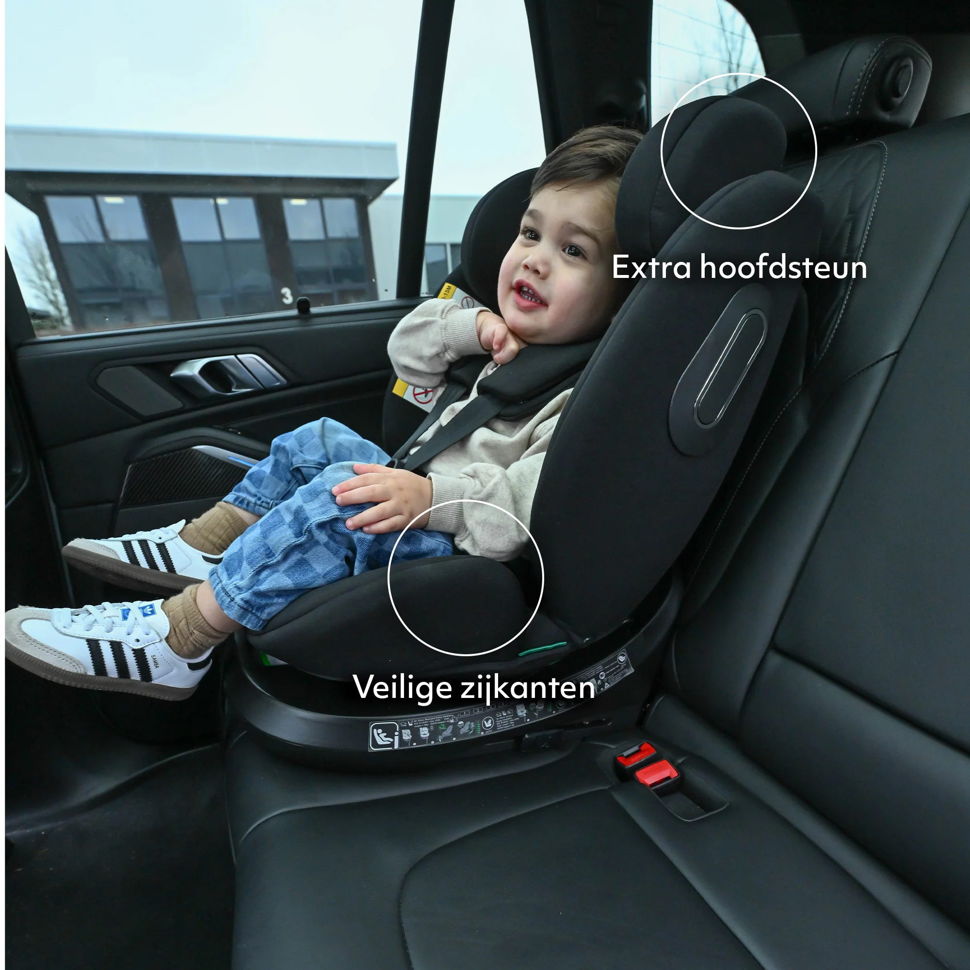 Fotelik samochodowy Carly Luxe i-Size – 0–36 kg – Isofix + nóżka stabilizująca – obrót o 360° – czarny - Image 8