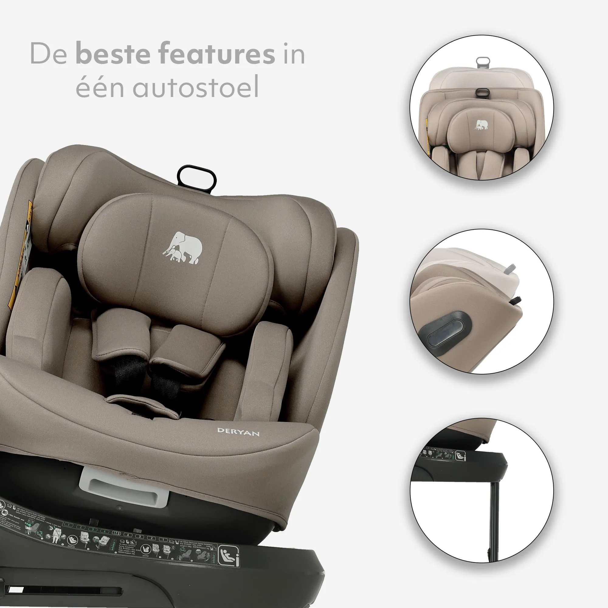 Fotelik samochodowy Carly Luxe i-Size – 0–36 kg – Isofix + nóżka stabilizująca – obrót o 360° – kolor Truffle Sand - Image 7
