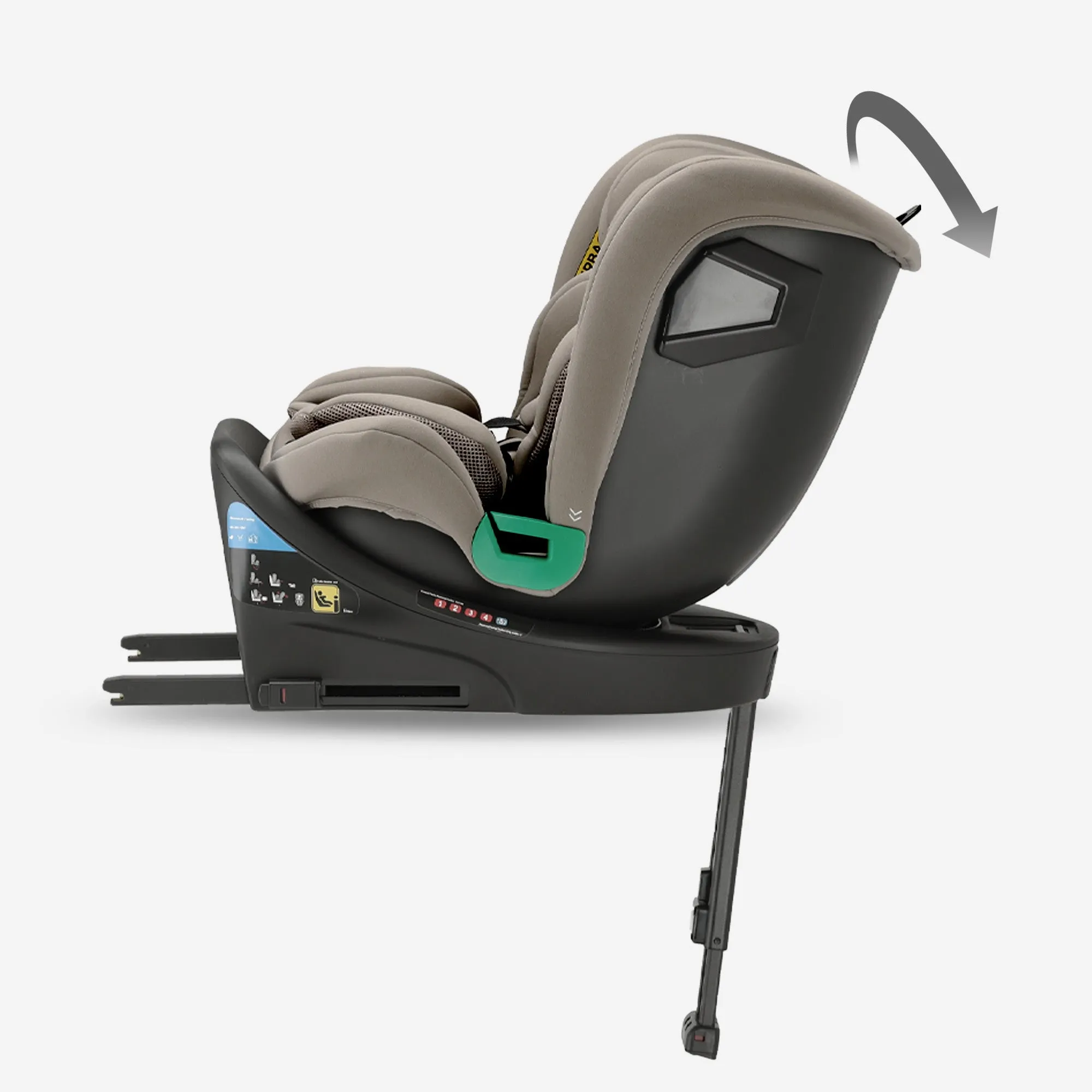 Fotelik samochodowy Chase Luxe i-Size/i-SIX 360° z podpórką, 40–150 cm – 0–36 kg – Truffle Sand - Image 10