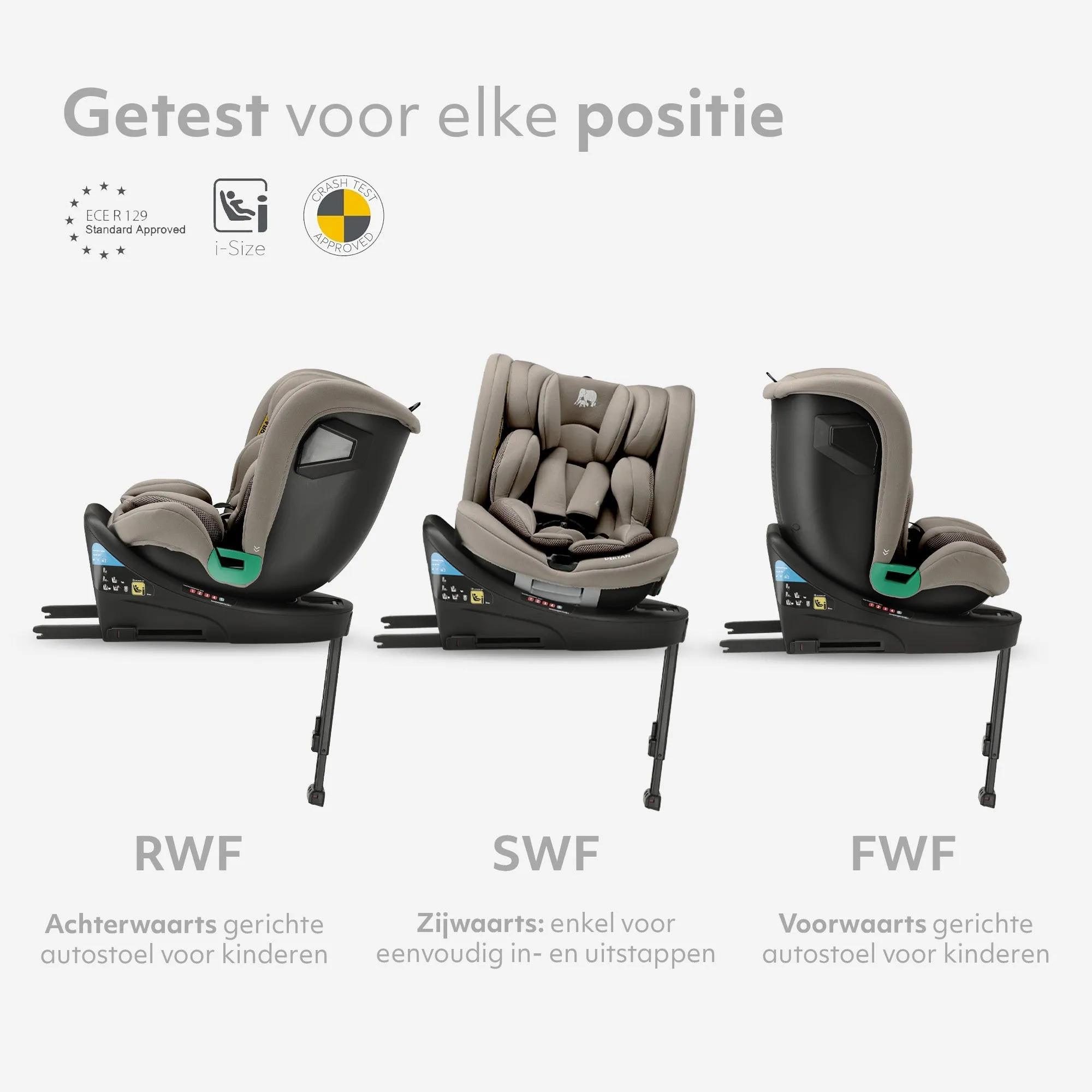 Fotelik samochodowy Chase Luxe i-Size/i-SIX 360° z podpórką, 40–150 cm – 0–36 kg – Truffle Sand - Image 5