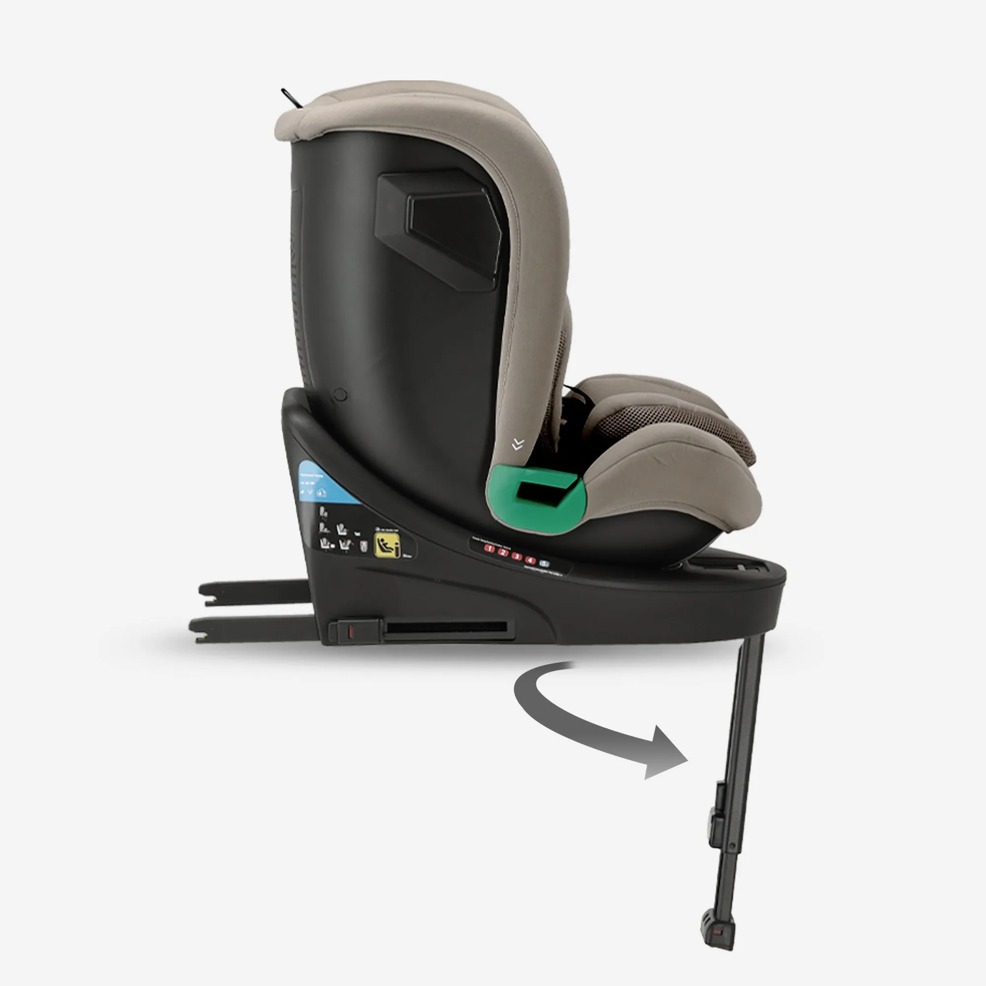 Fotelik samochodowy Chase Luxe i-Size/i-SIX 360° z podpórką, 40–150 cm – 0–36 kg – Truffle Sand - Image 9