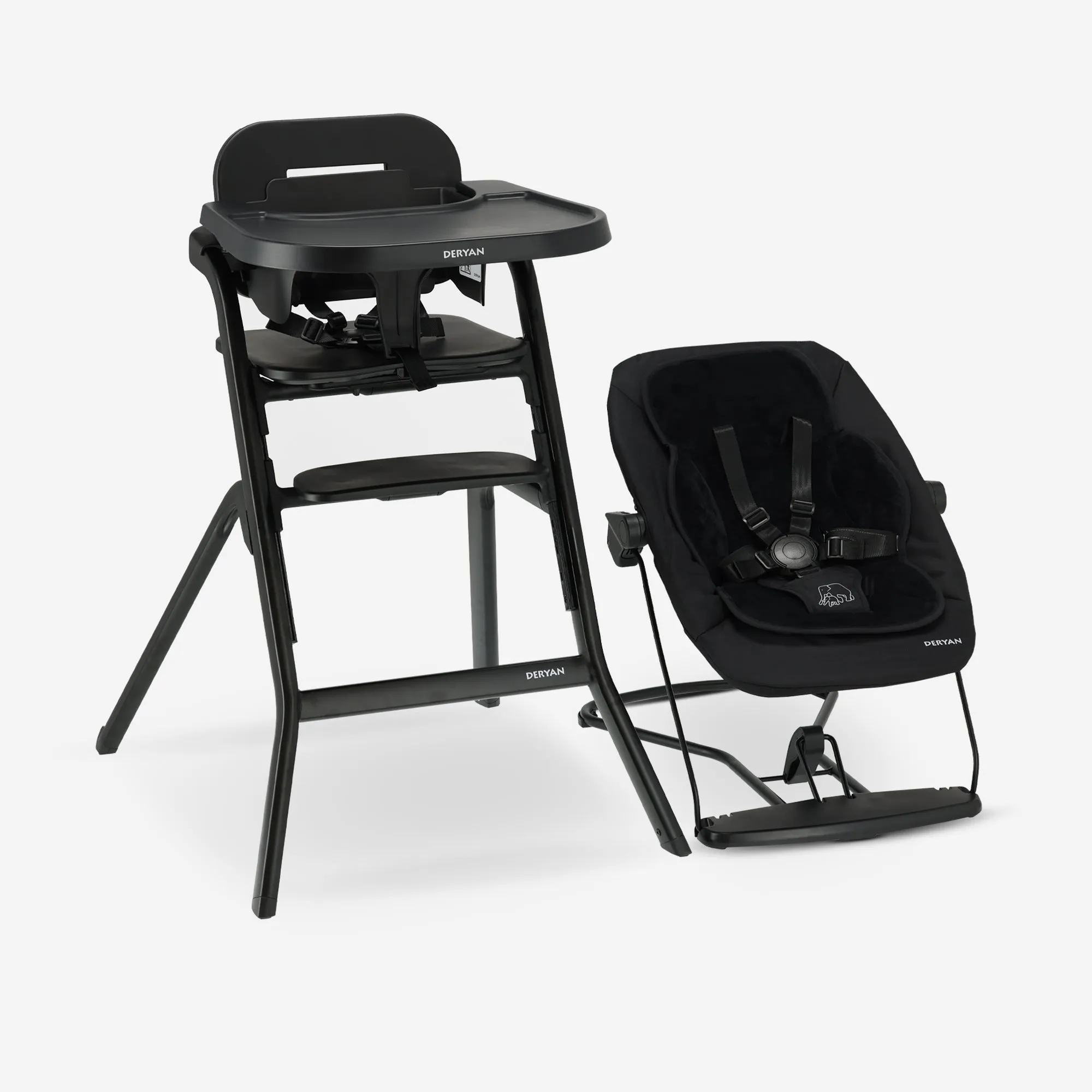 Curve Highchair Set Complete - zawiera leżaczek i poduszkę - czarny