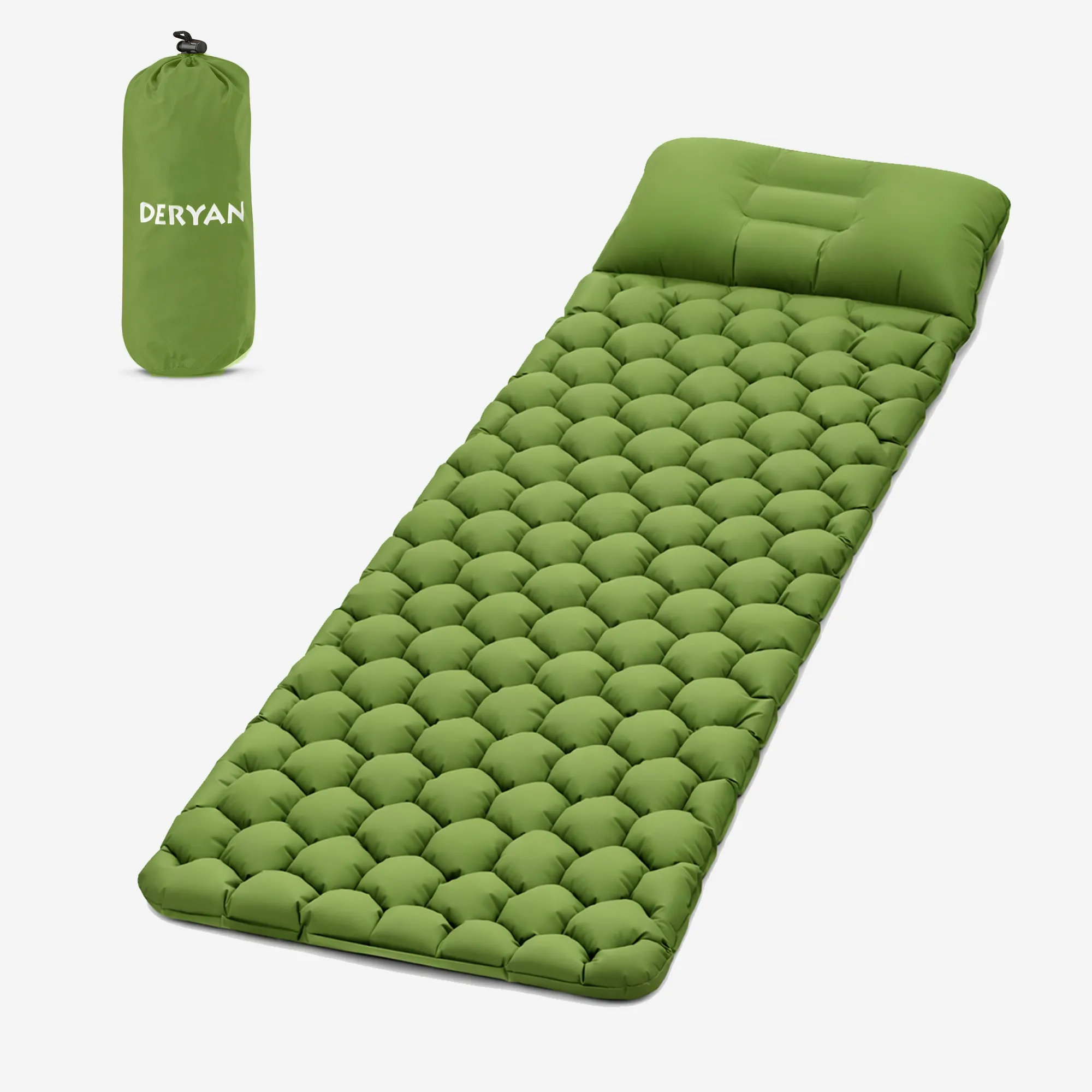 Deryan Bed – materac dmuchany na kemping – w zestawie z torbą – zielony