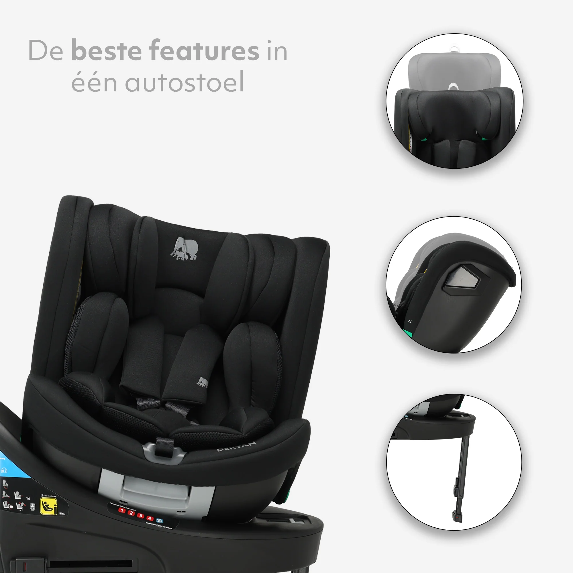 Fotelik samochodowy Chase Luxe i-Size – 0–36 kg – nóżka Isofix – obrót o 360 stopni – czarny - Image 4