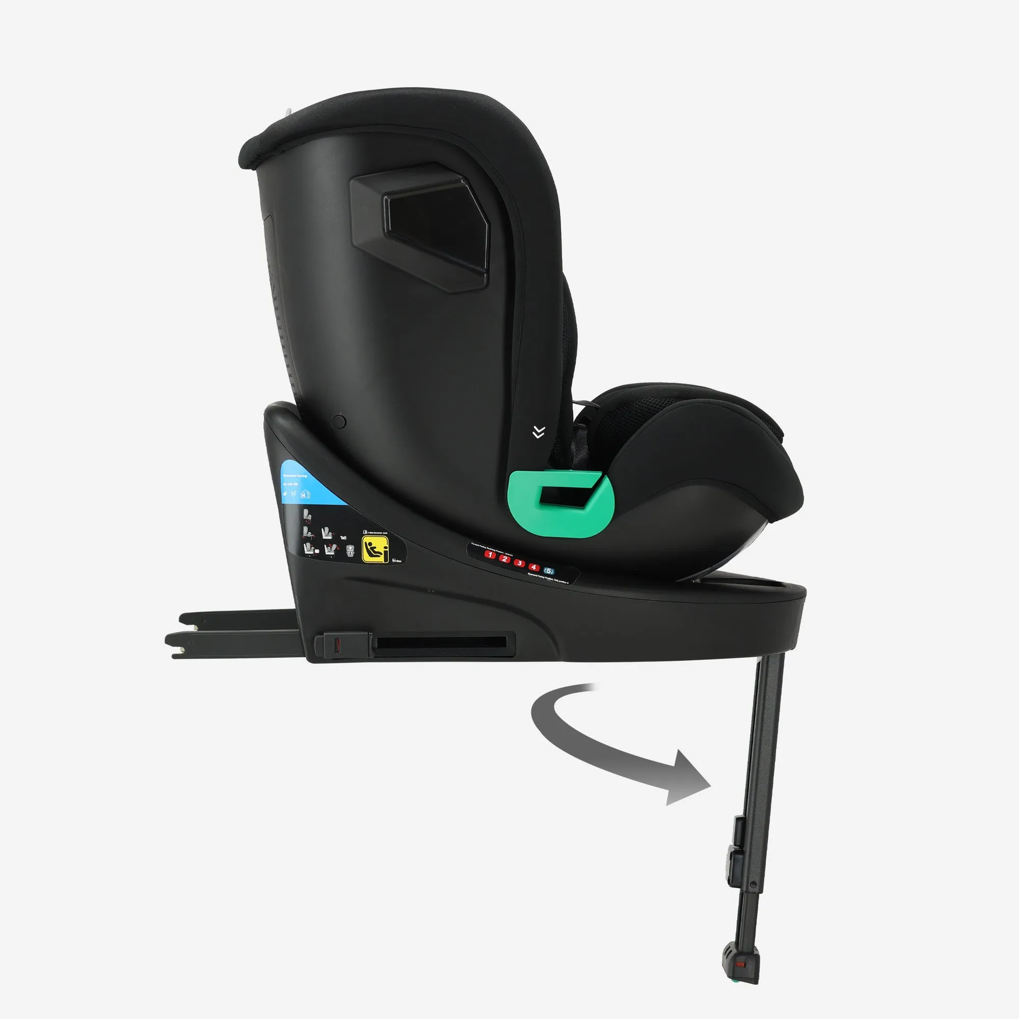 Fotelik samochodowy Chase Luxe i-Size – 0–36 kg – nóżka Isofix – obrót o 360 stopni – czarny - Image 9