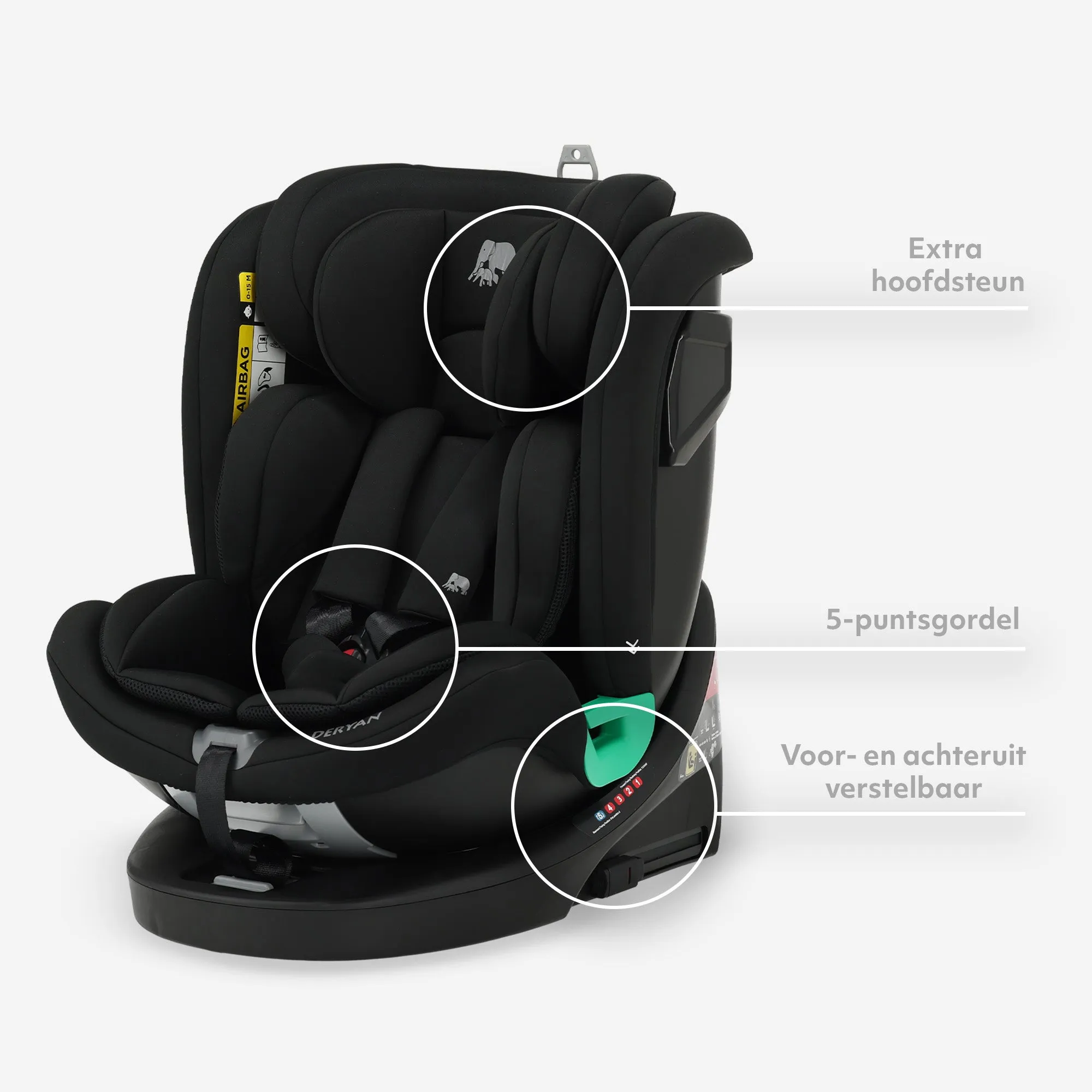 Fotelik samochodowy Colin Luxe I-size – Grupa 0-1-2-3 – Isofix – Obrotowy o 360° – Czarny - Image 4