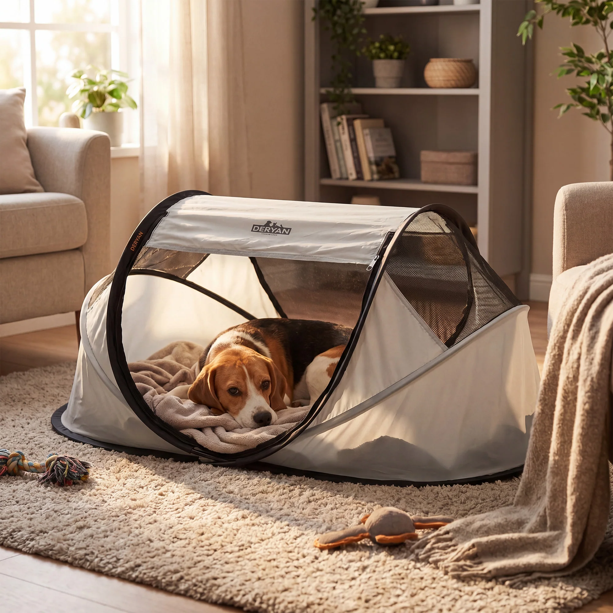 Deryan Dogs & Cats - Luxury Pop-Up Pet Travel-Cot - Wybieg dla psa - System Pop-up - Składana ławka - Bardzo gruba siatka - Średnia - Image 2