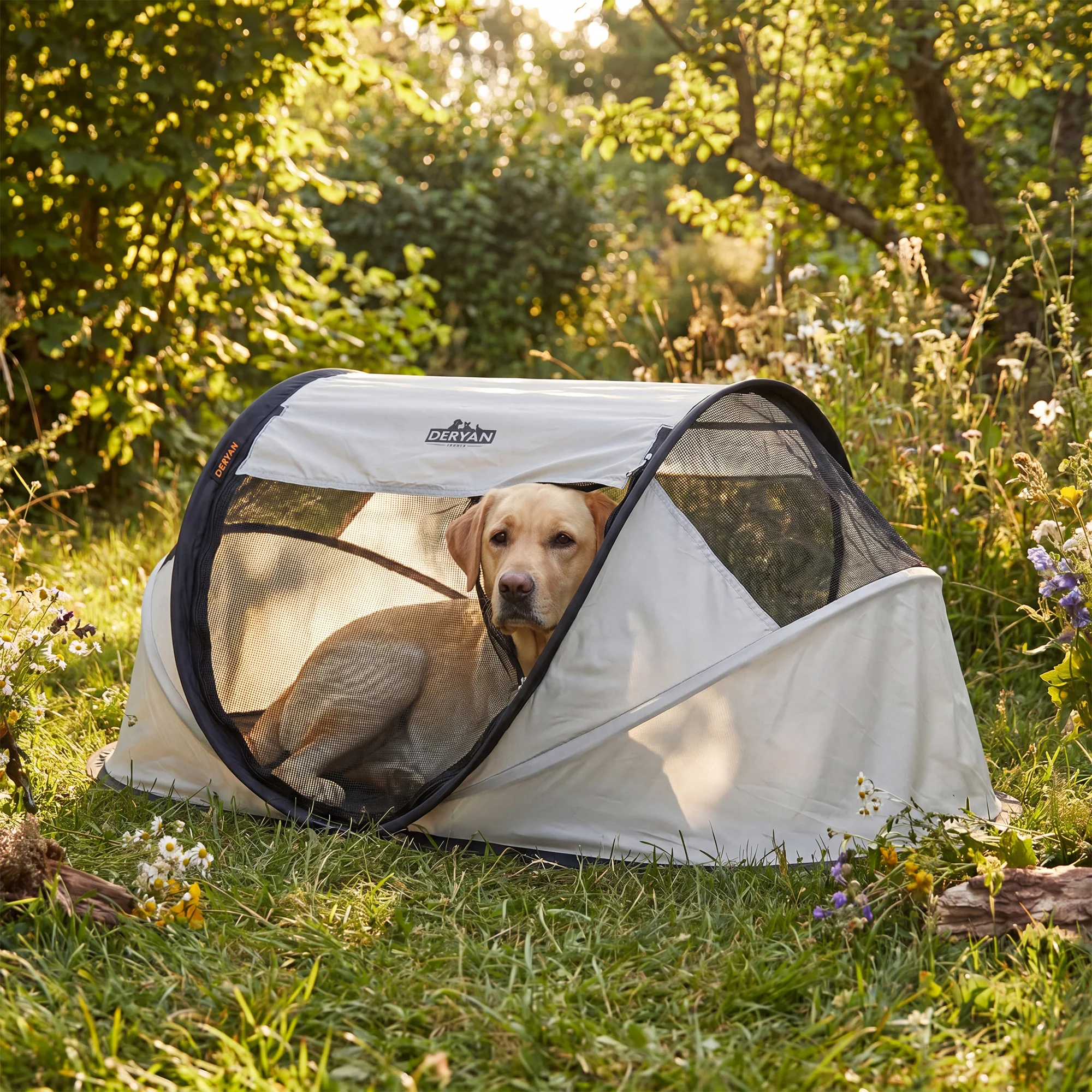 Deryan Dogs & Cats - Luxury Pop-Up Pet Travel-Cot - Wybieg dla psa - System Pop-up - Składana ławka - Bardzo gruba siatka - Średnia - Image 5