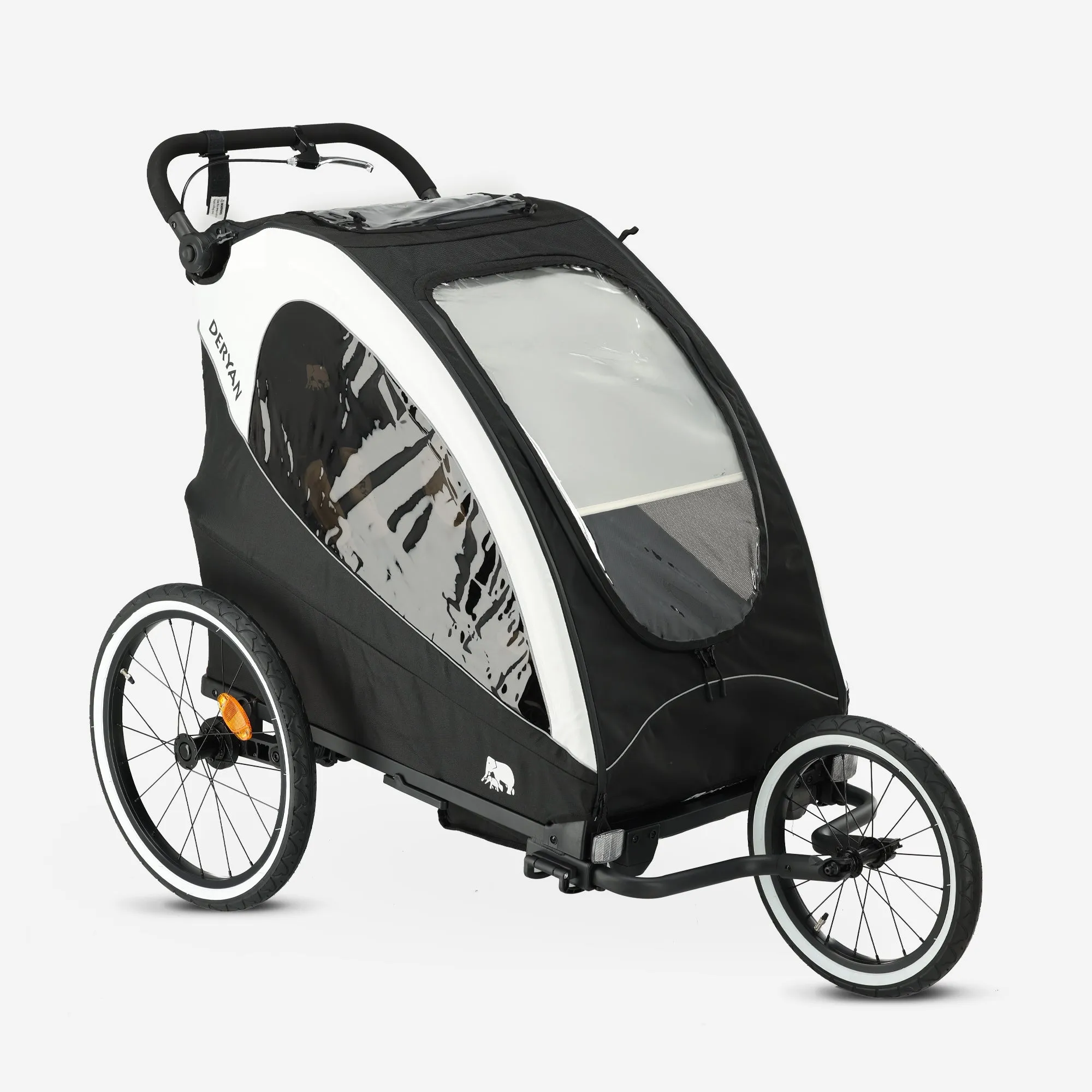 Luksusowy wózek rowerowy – wózek rowerowy, spacerówka i wózek do biegania – czarny/kremowy - Image 11