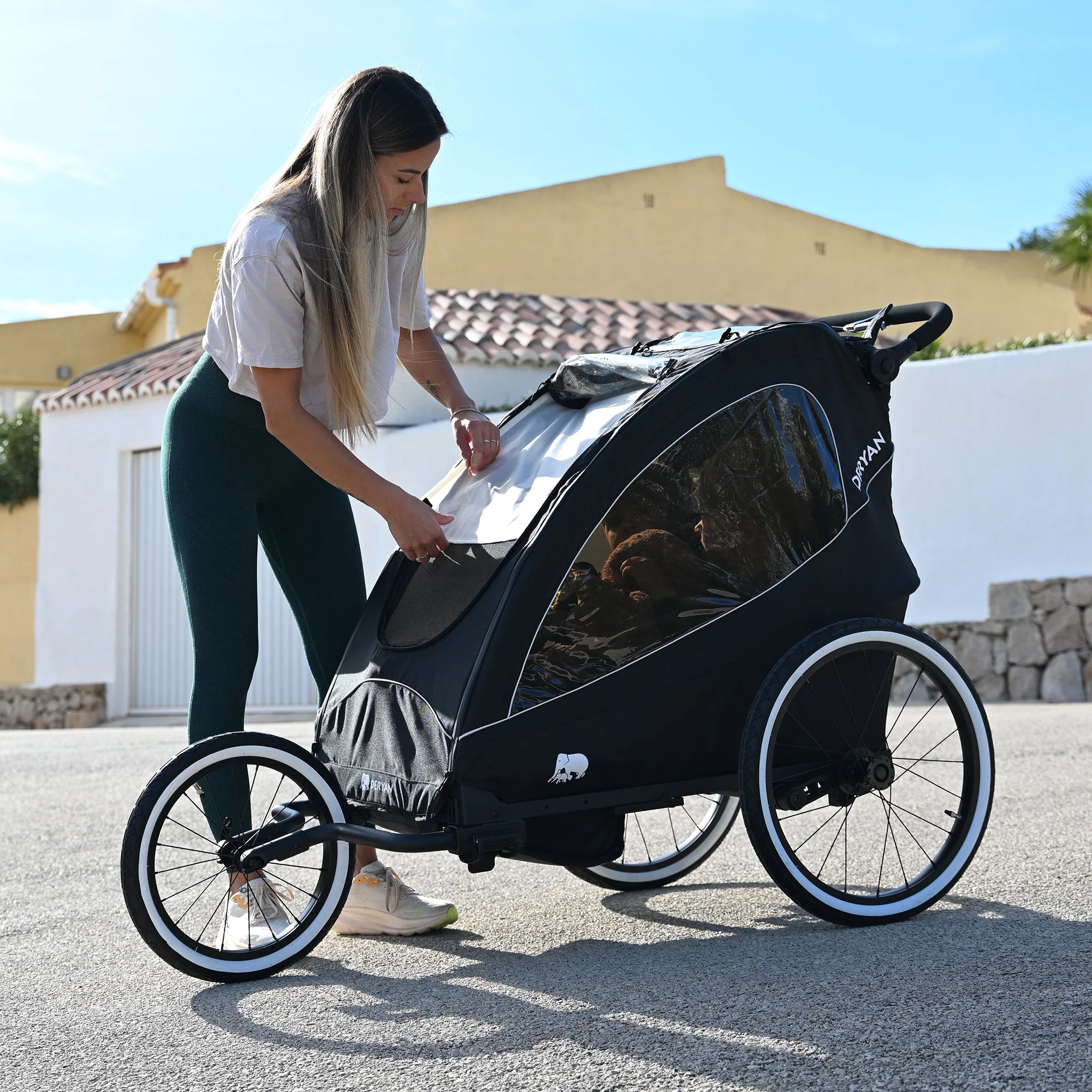 Luksusowy wózek rowerowy – wózek rowerowy, spacerówka i wózek do biegania – czarny - Image 3