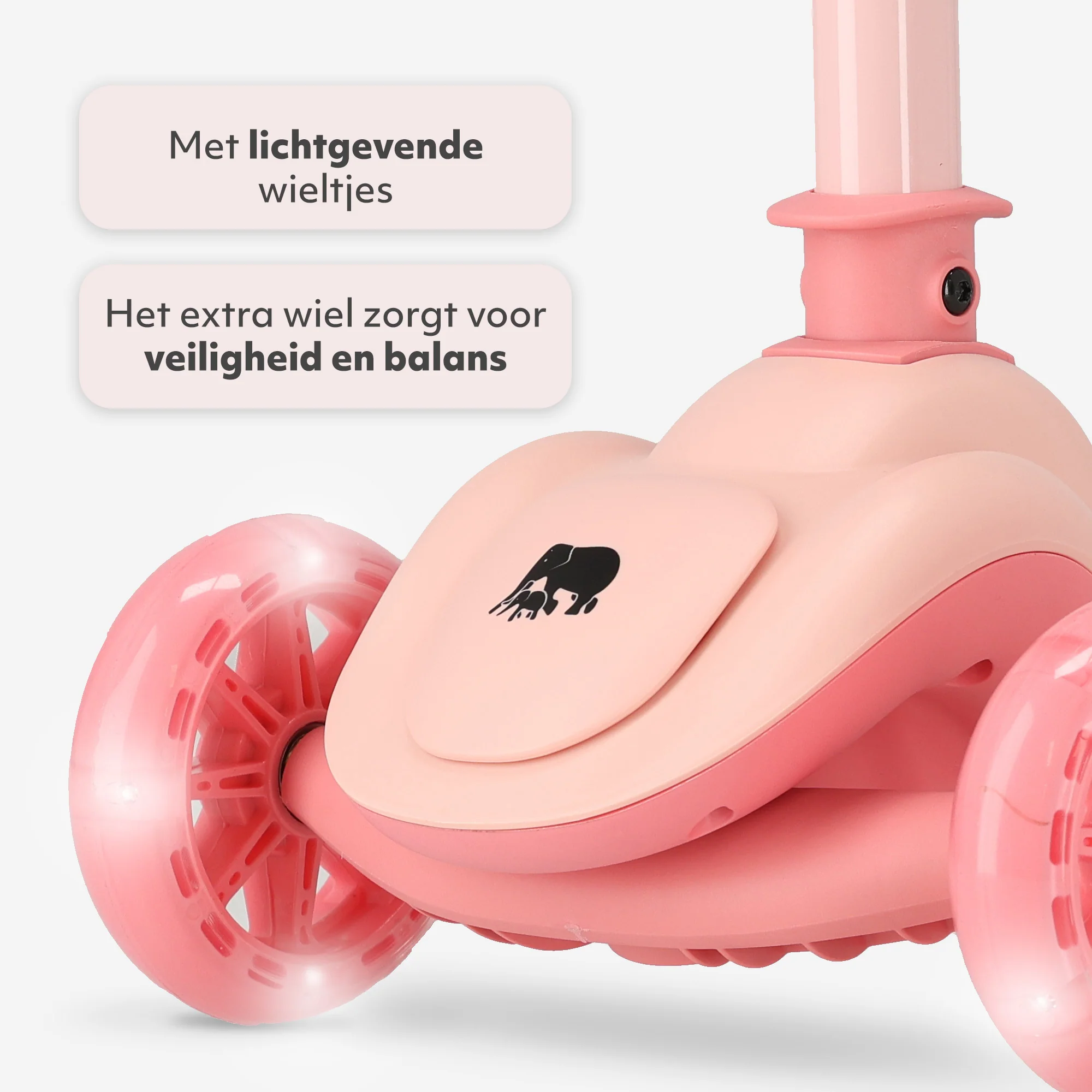 Hulajnoga Harvey Kids 3 koła - grupa wiekowa 3+ - maks. 50 kg - światła LED w kołach - regulowana wysokość 65-70-75-80 cm - różowa - Image 5