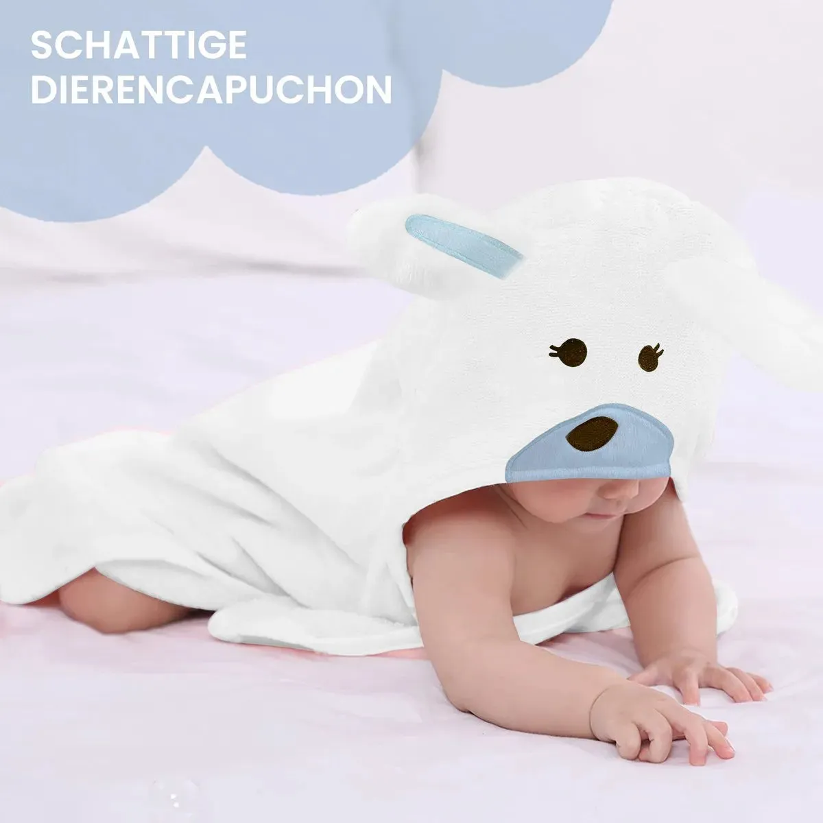 Wielofunkcyjny koc polarowy dla niemowląt Rabbit z kapturem - Wrap Blanket - Koc 75x100 cm - Image 2