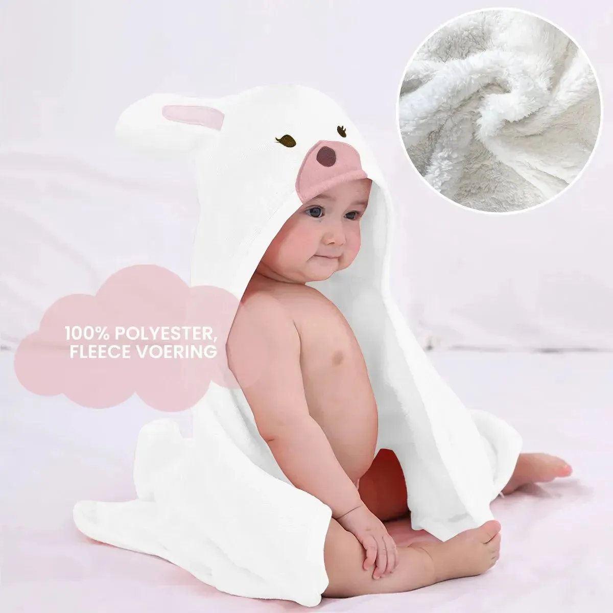 Wielofunkcyjny dziecięcy koc polarowy Rabbit Pink z kapturem - koc do owinięcia - koc 75x100 cm - Image 4