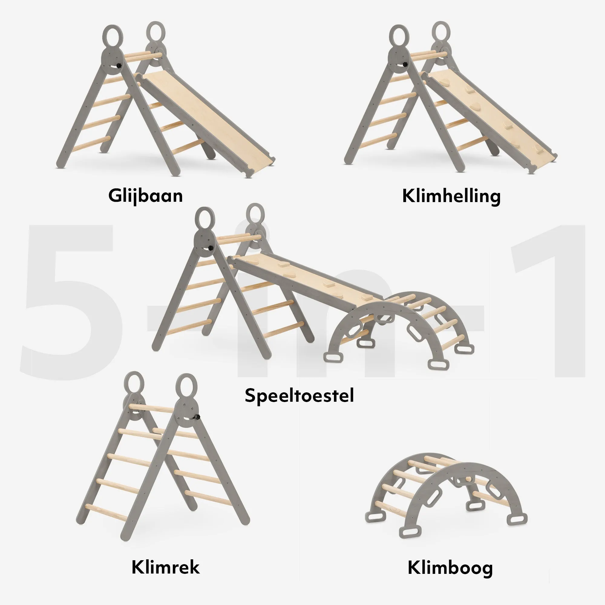 Luksusowa rama wspinaczkowa XXL - składany trójkąt + łuk wspinaczkowy + stok ze zjeżdżalnią szary - Image 5