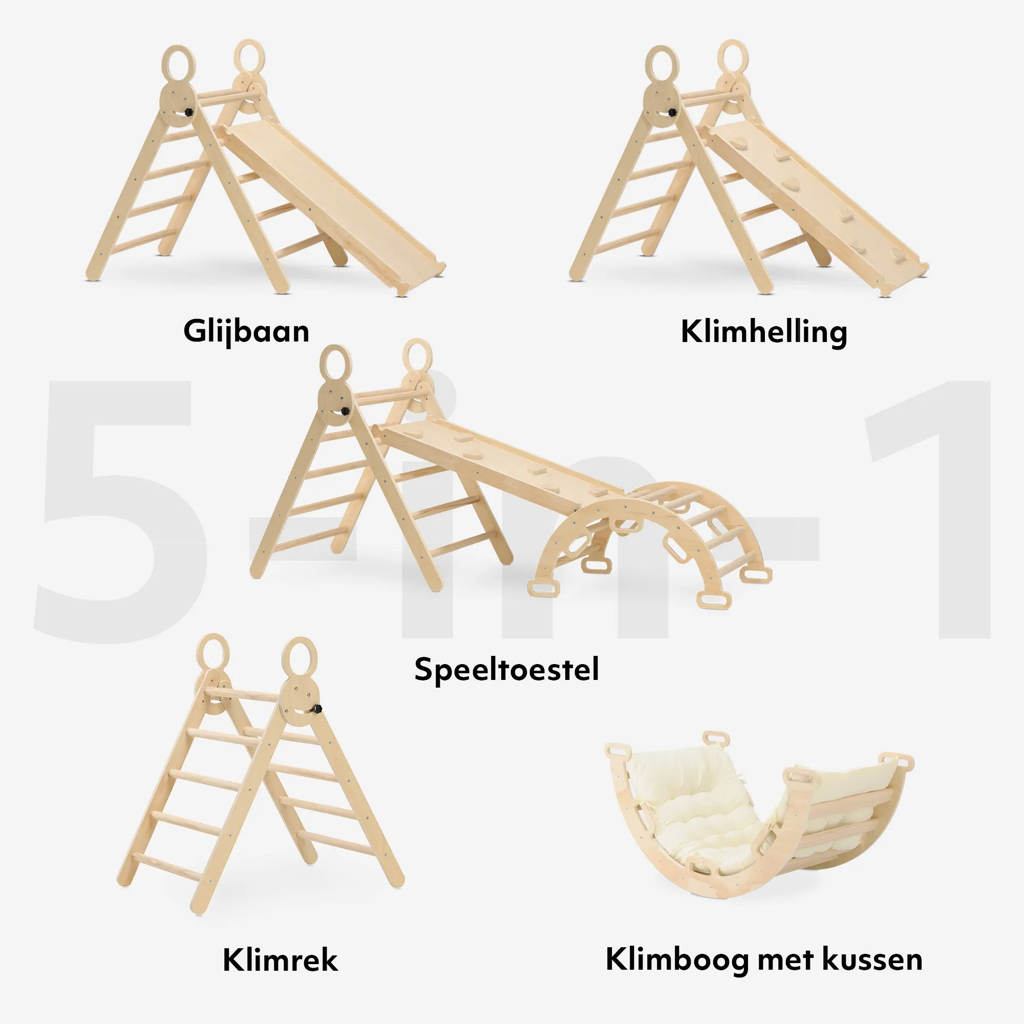 Luksusowa rama wspinaczkowa XXL - Składany trójkąt + Łuk wspinaczkowy + Zjazd ze zjeżdżalnią - Zawiera poduszkę - Image 5
