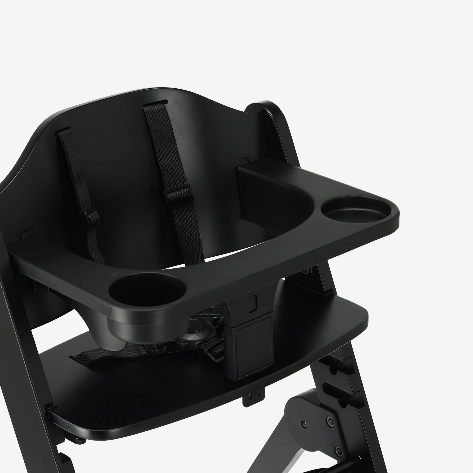 Odin Luxury Wooden Growing Chair High Chair with Bouncer - Zawiera tacę do jedzenia - Regulowane krzesełko do karmienia - Czarne - Image 6