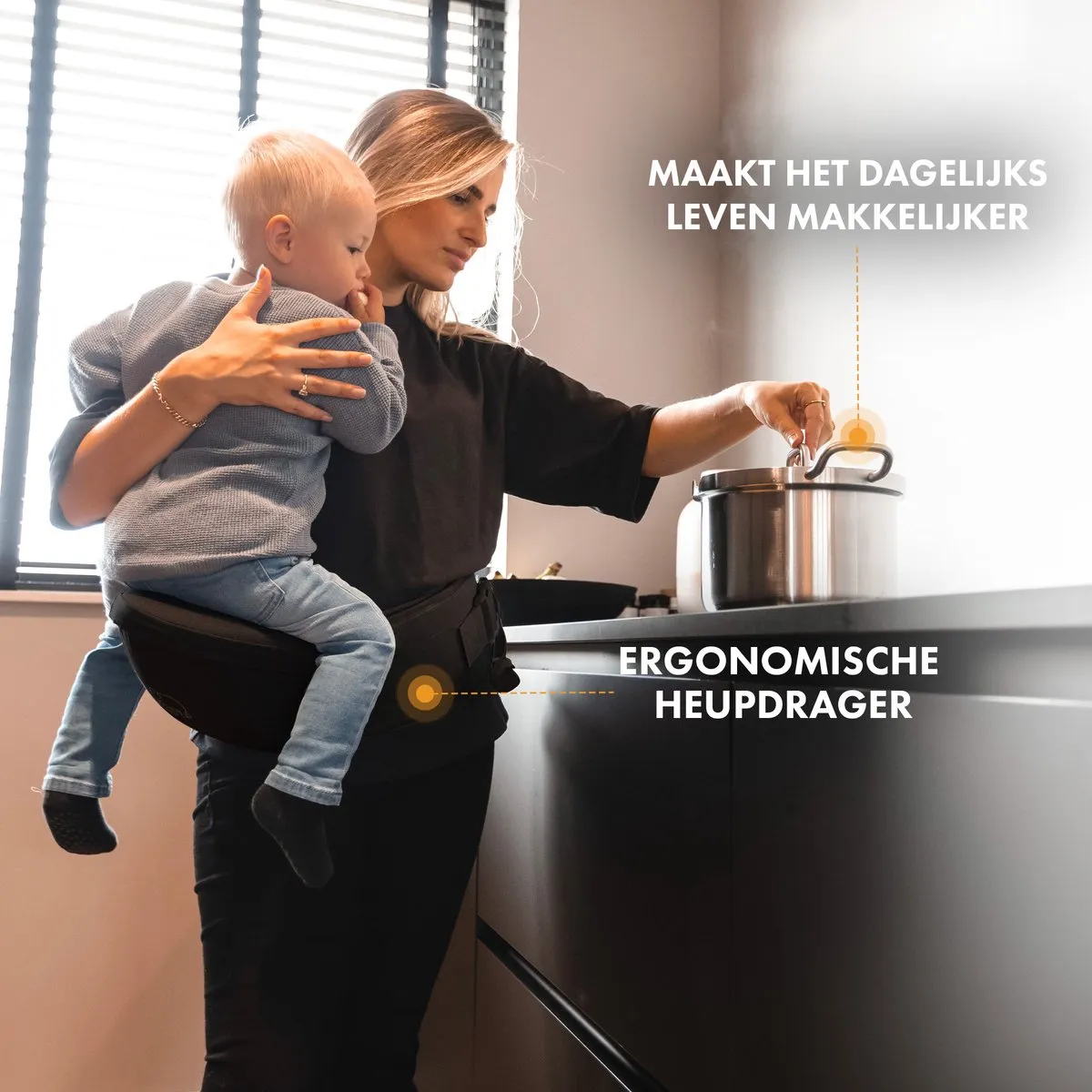 Luksusowe nosidełko biodrowe dla niemowląt i małych dzieci - czarne - Image 3