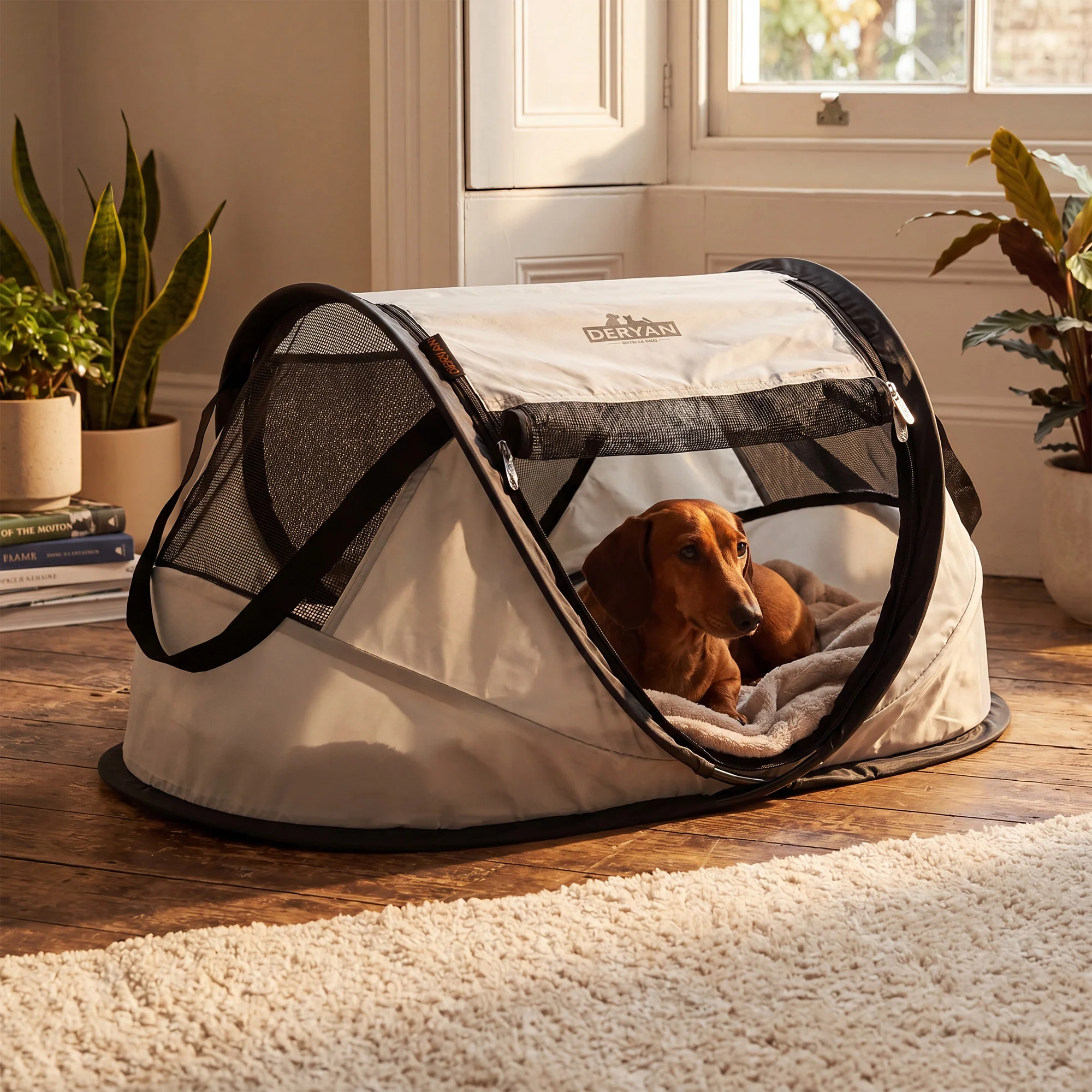 Deryan Dogs & Cats - Luxury Pop-Up Pet Travel-Cot - Wybieg dla psa - System Pop-up - Składana ławka - Bardzo gruba siatka - Mały - Image 2