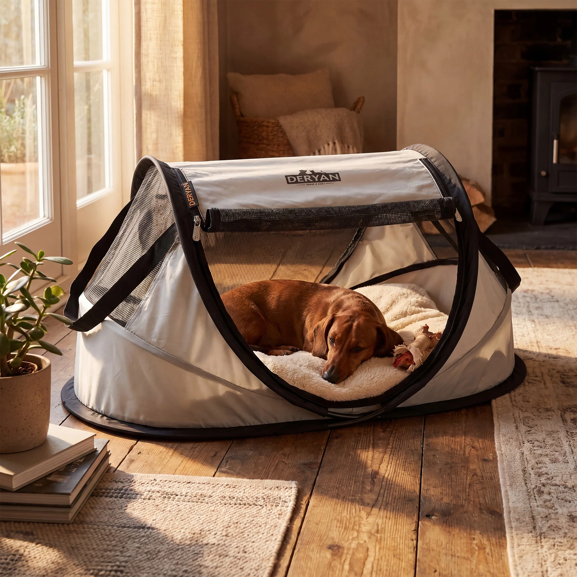 Deryan Dogs & Cats - Luxury Pop-Up Pet Travel-Cot - Wybieg dla psa - System Pop-up - Składana ławka - Bardzo gruba siatka - Mały - Image 4