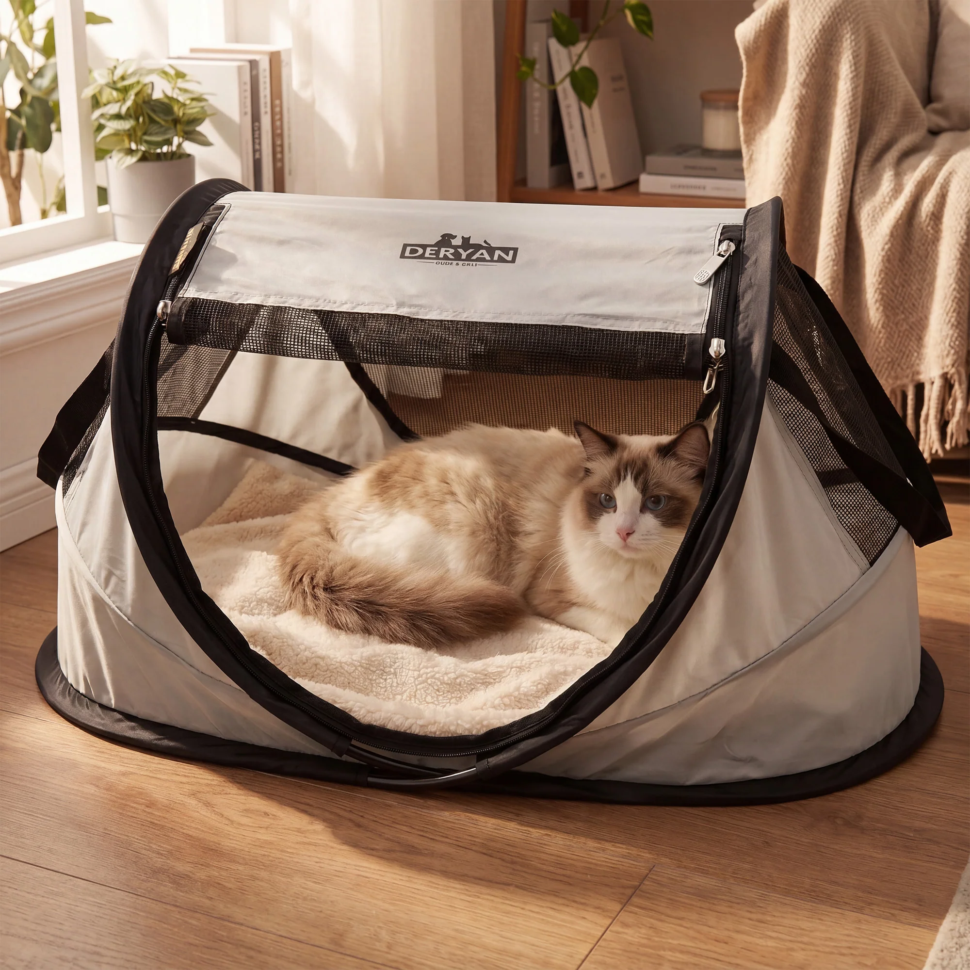 Deryan Dogs & Cats - Luxury Pop-Up Pet Travel-Cot - Wybieg dla psa - System Pop-up - Składana ławka - Bardzo gruba siatka - Mały - Image 5
