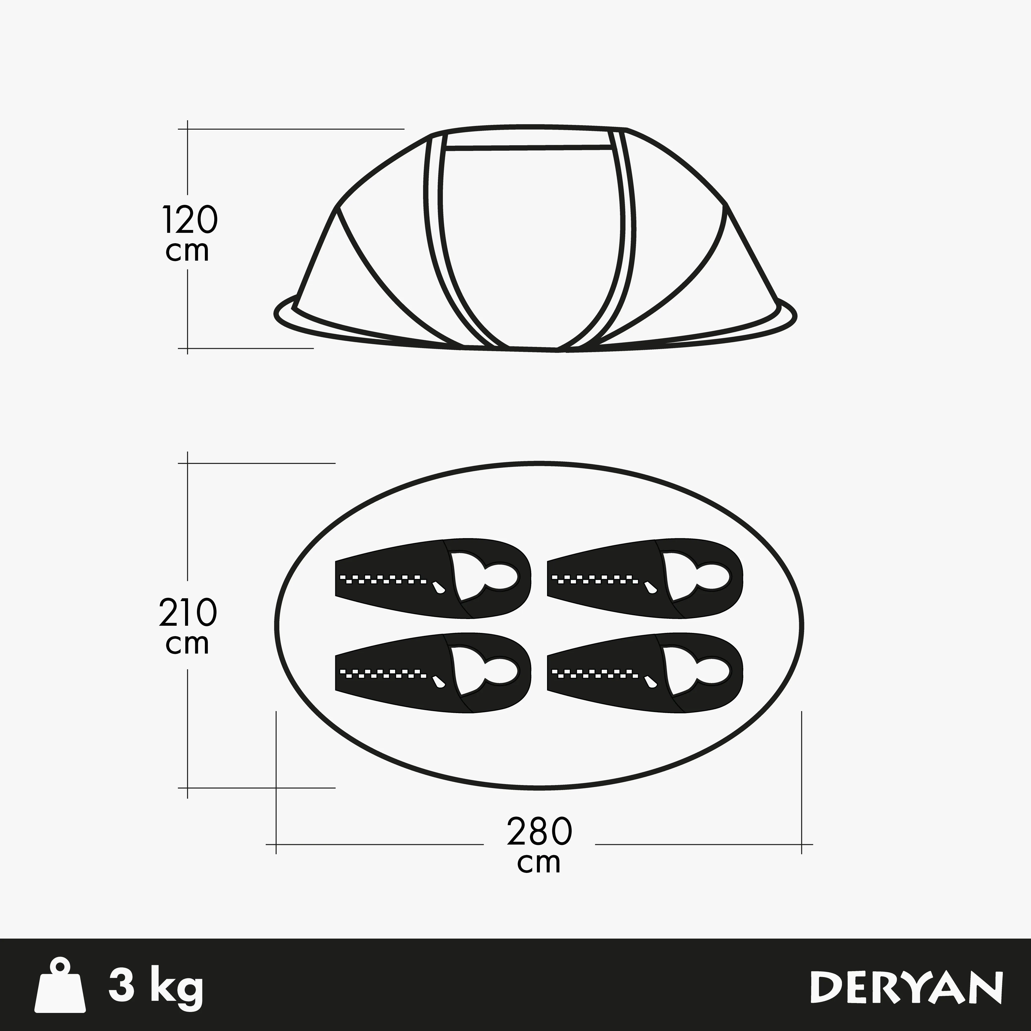 Luksusowy namiot Pop Up - 2000MM słupa wody - Kremowy - 4 os. - Image 10