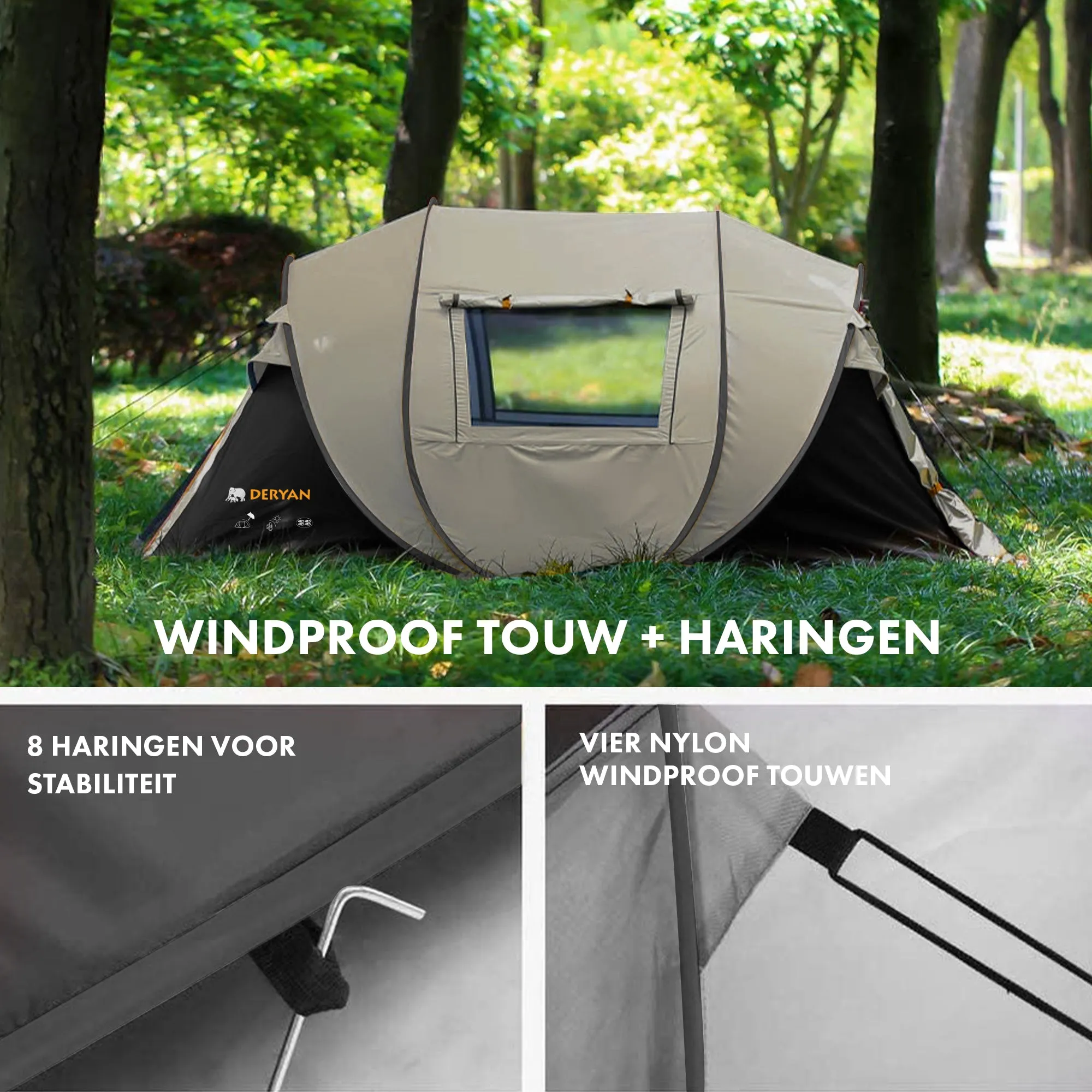Namiot Pop Up Luxe - wodoodporność 5000MM - Beżowy - 4-osobowy - Image 8