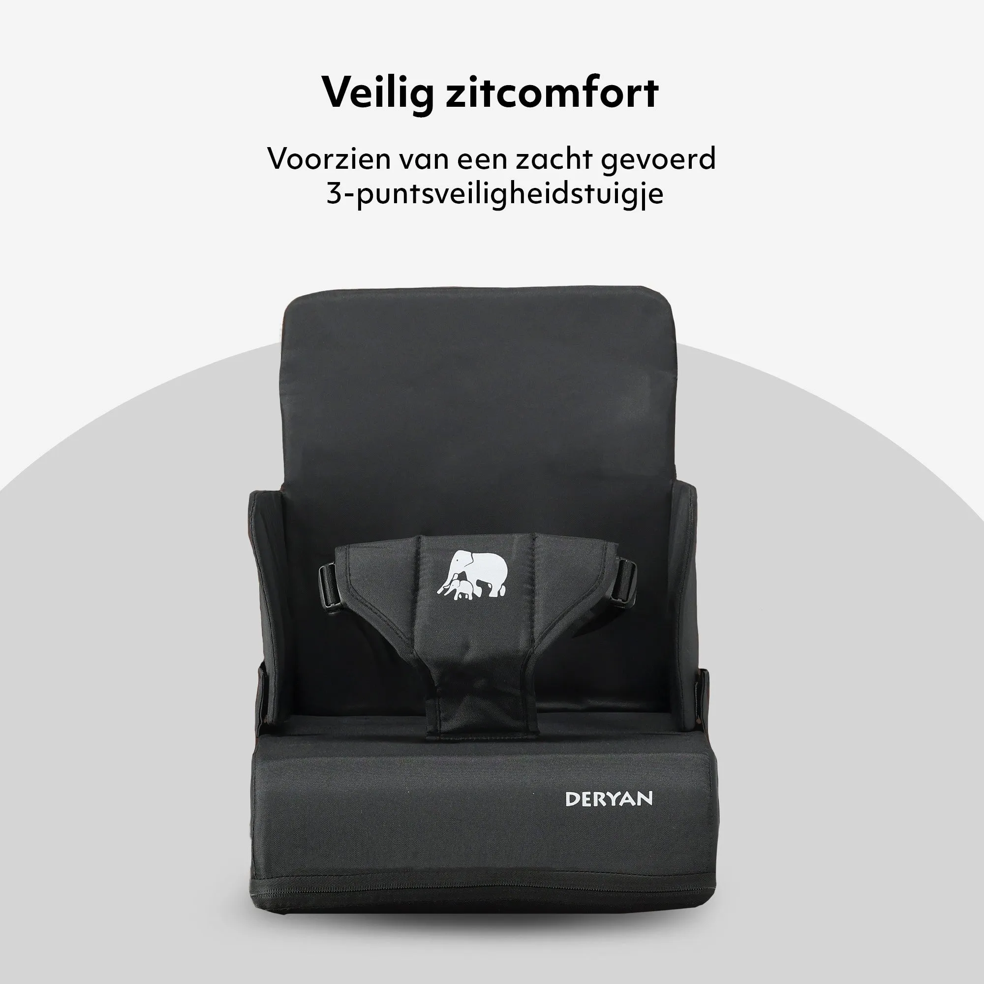 Podróżny fotelik podwyższający - z paskiem mocującym Czarny - Image 3